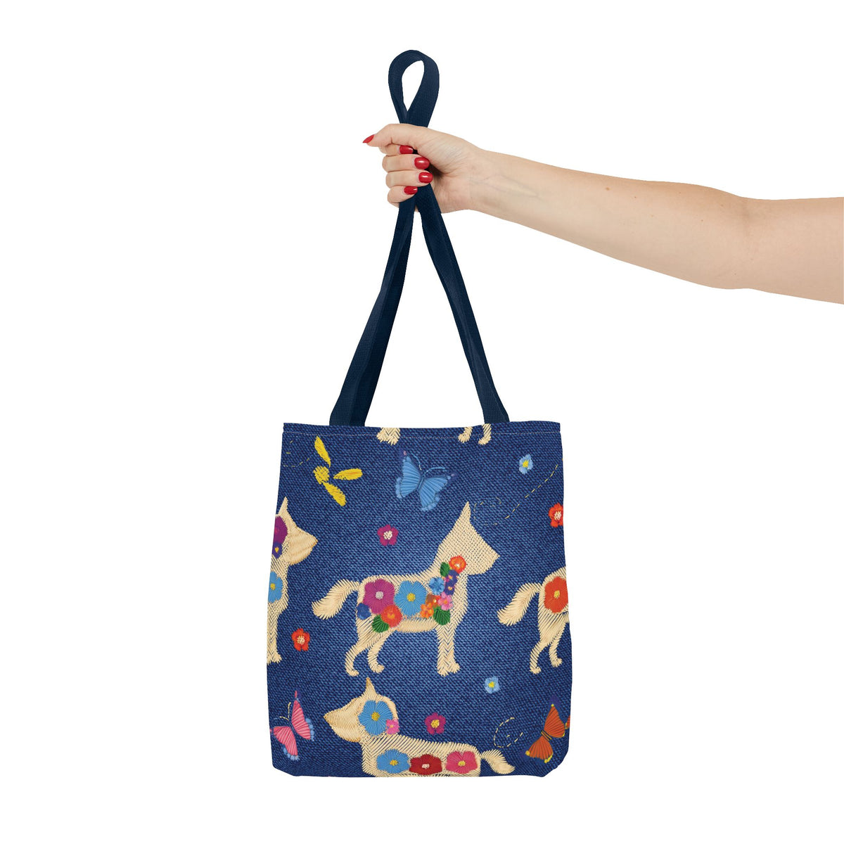 Denim Fabric Imitation Print Unisex Canvas Bag Poly Spun 3 Sizes Tote Bag 191-7