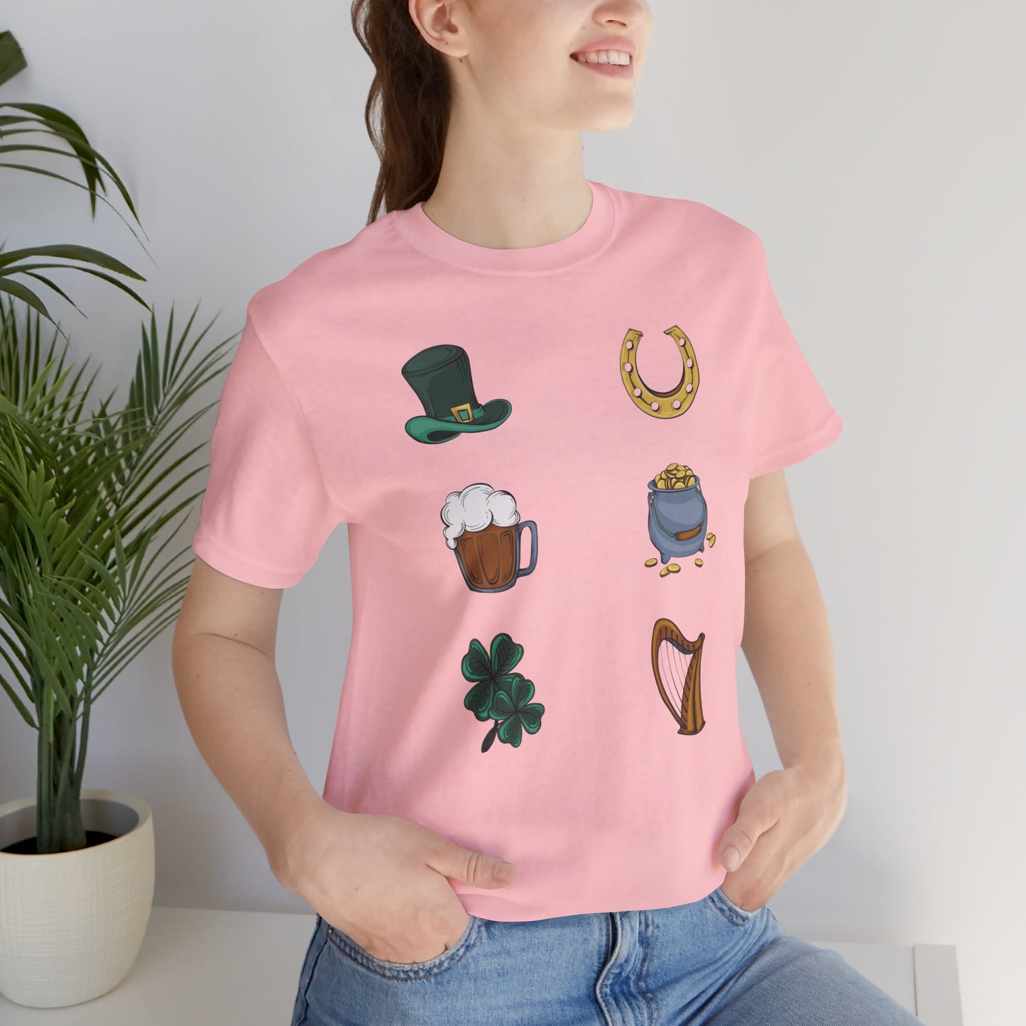 Unisex Cotton Tee Shirt with Lucky Prints