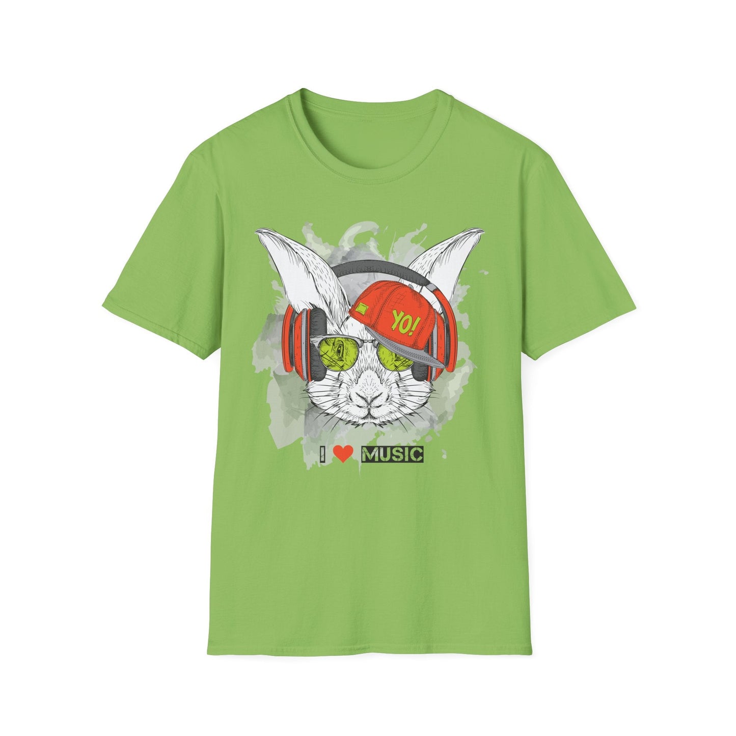 Unisex Music Animals Shirt With Headphones Softstyle Short Sleeve Tee Gildan 64000
