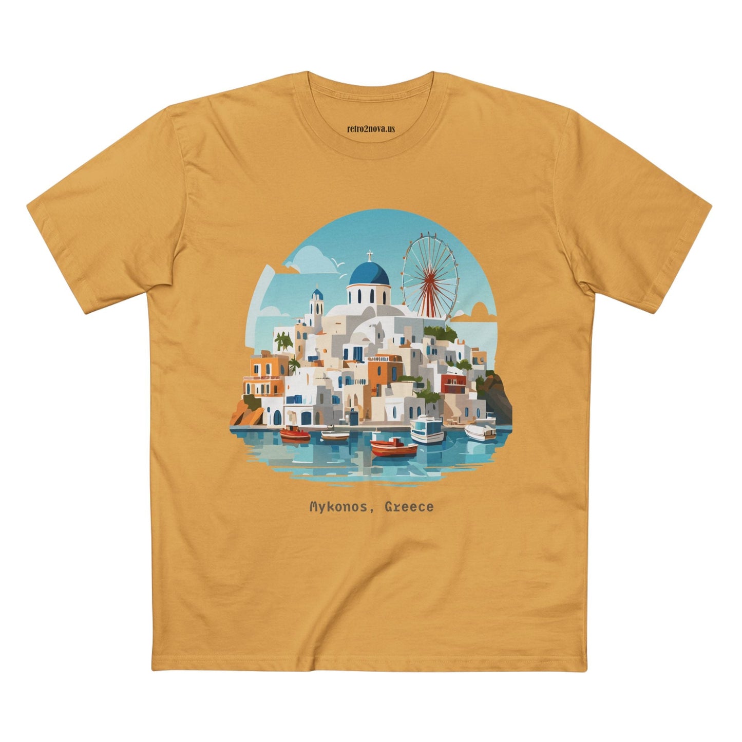 Unisex Greece Travel Shirt With Original Art Design Premium Cotton Tee Retro2Nova