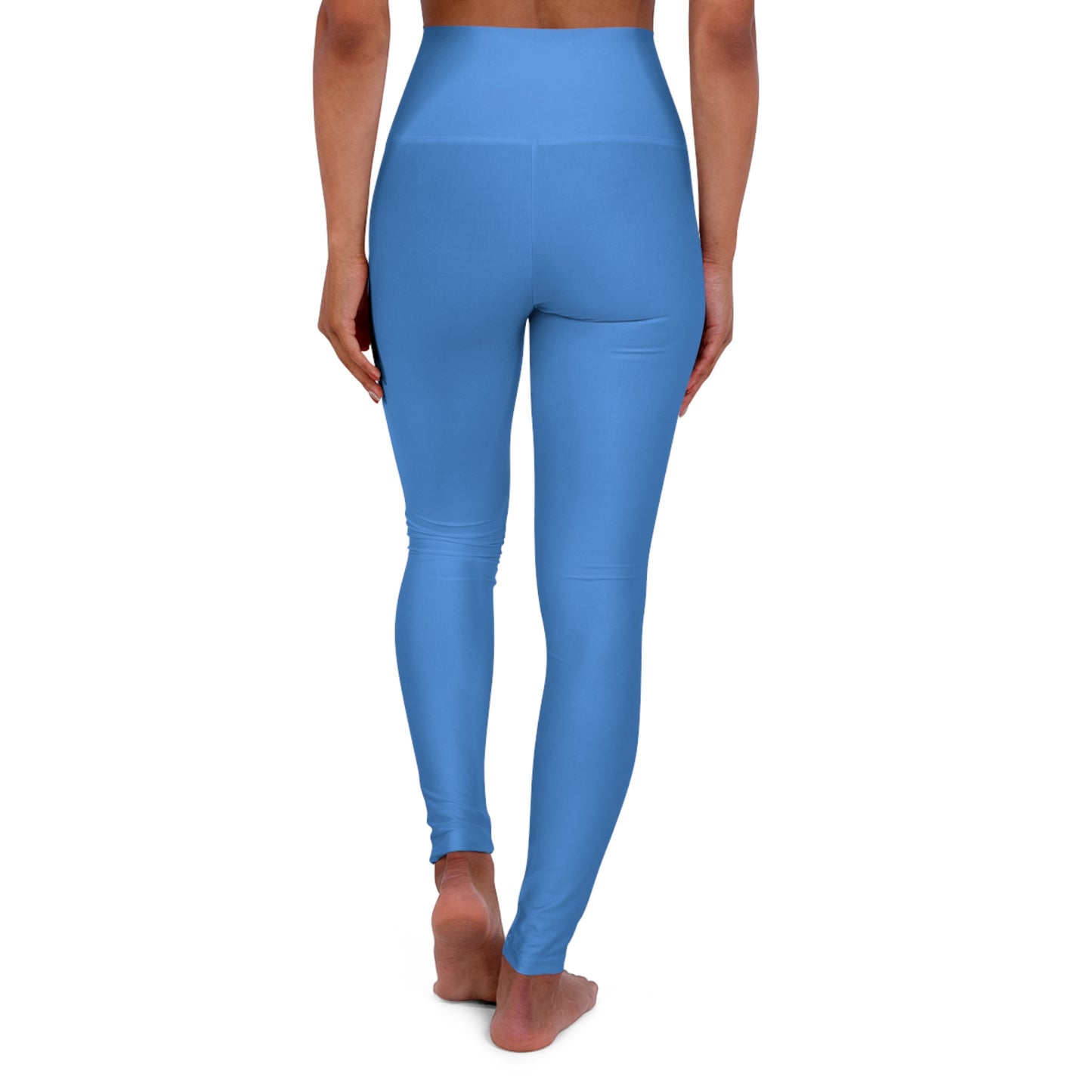 High-Waisted Cloudy Sky Blue Yoga Leggings Women's Seamless Poly-Span Stretchy Smooth Blue Performance Leggings
