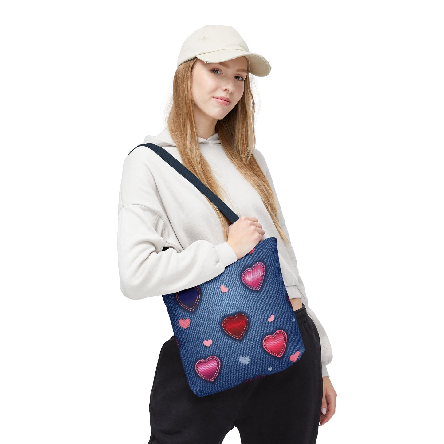 Love Day Graphic Design Denim Fabric Imitation Print Unisex Canvas Bag POLY 3 Sizes Tote Bag 201-26