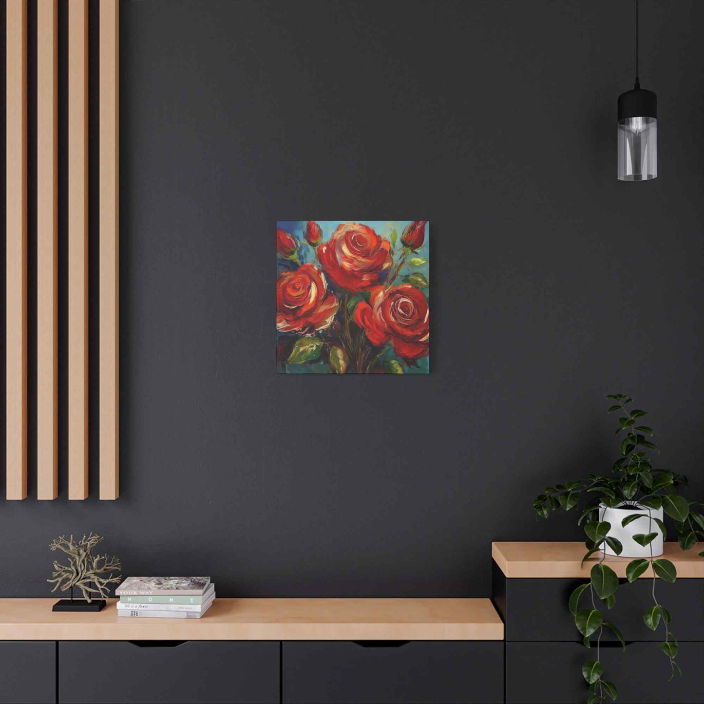 Red Roses Print Canvas, Roses Oil Paint Print 20x20, 24x24, 30x30, 32x32, 36x36, Floral Art Design Print Non-Frame MC-23