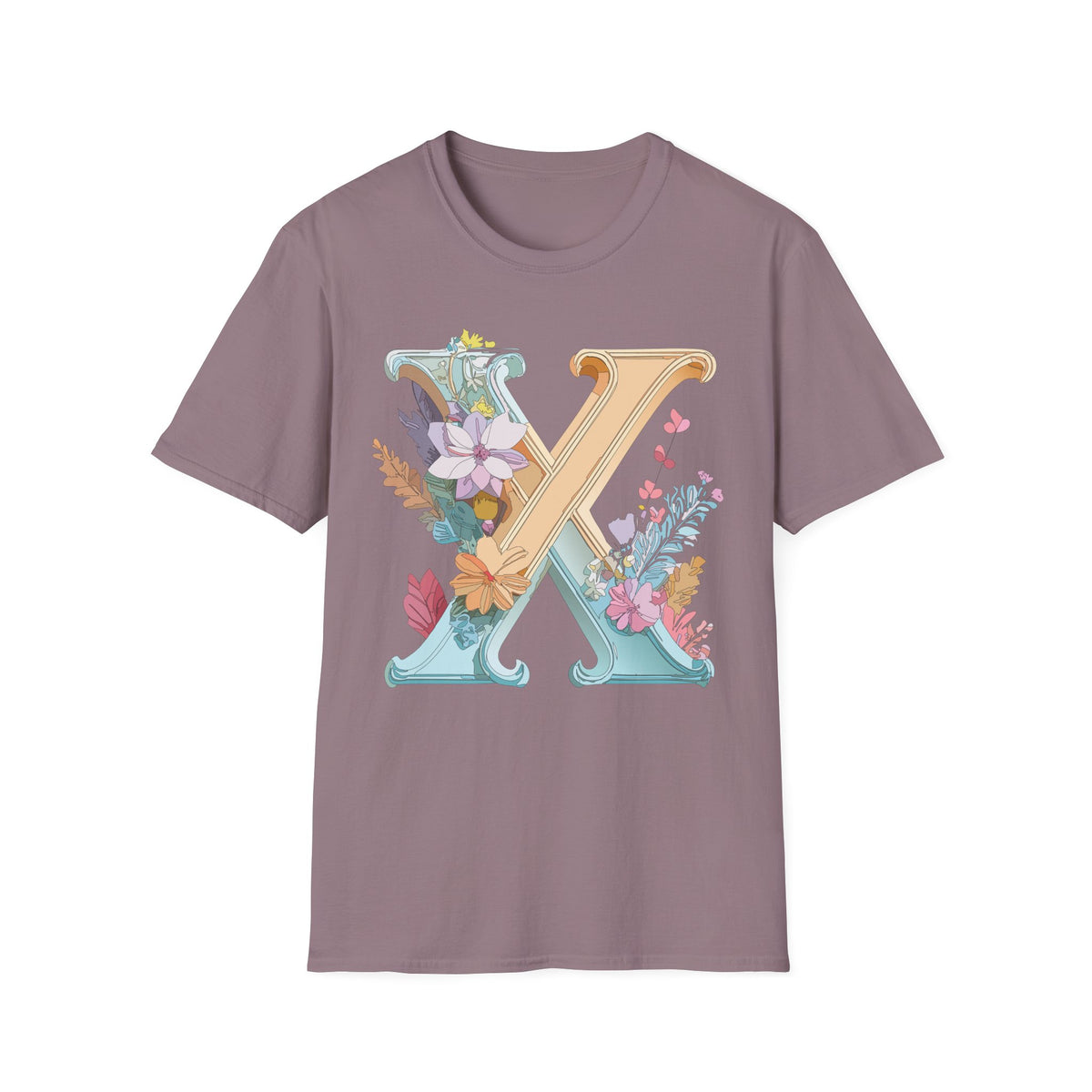 Floral Letter X T-Shirt | Botanical Monogram Tee