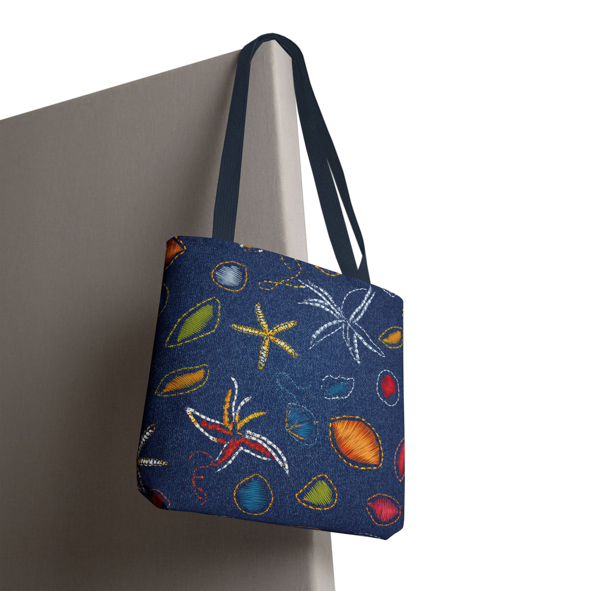 Denim Fabric Imitation Print Unisex Canvas Bag Poly Spun 3 Sizes Tote Bag 182-4
