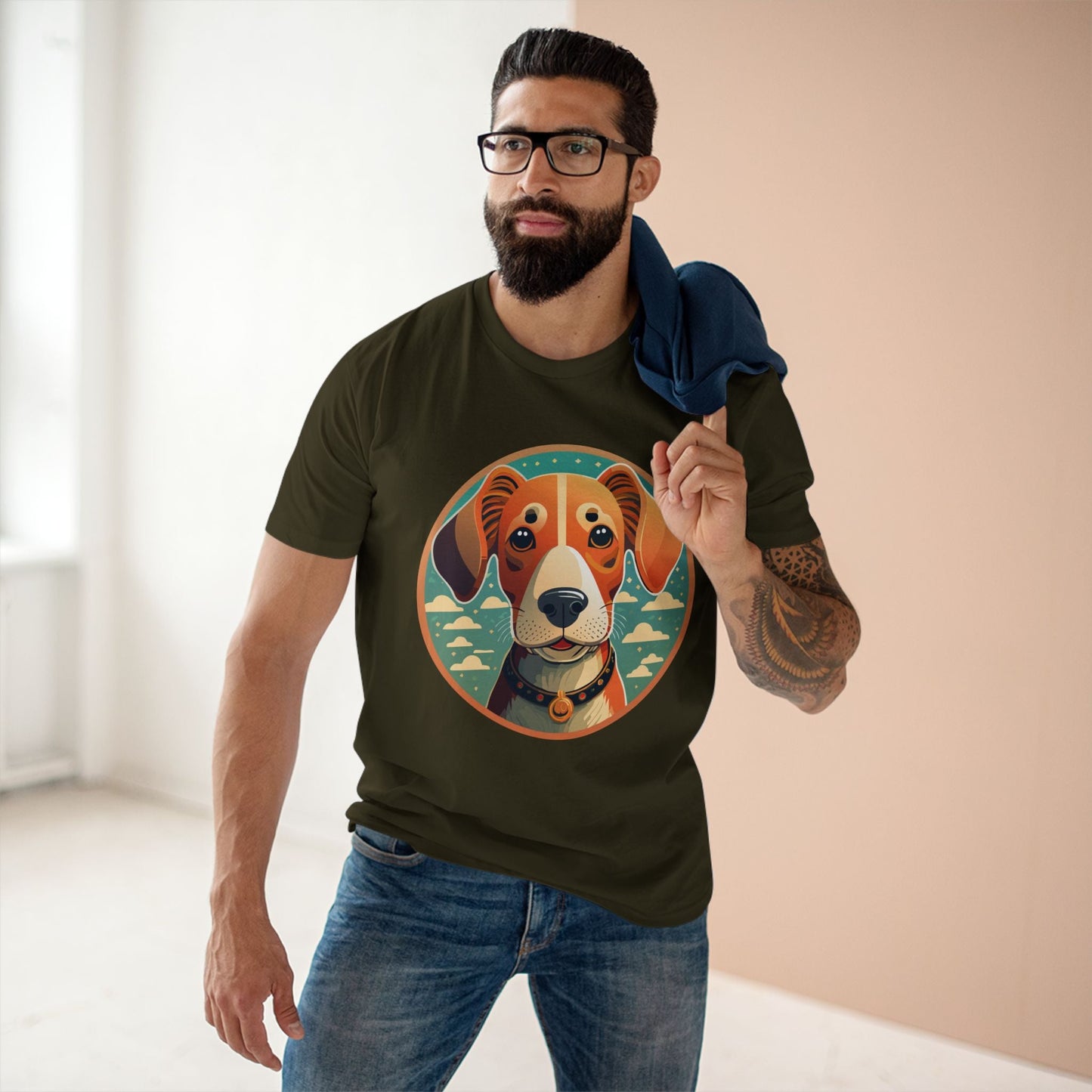 Dog Animal Art Shirt For Unisex Premium Cotton Tee By Retro2Nova With Original Art Design Built For Everyday Comfort