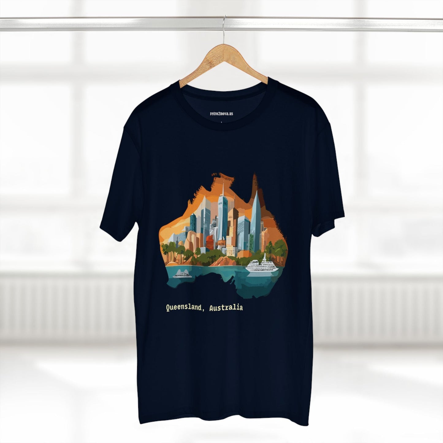 Retro2Nova Australia Travel Shirt Unisex Premium Cotton Tee With Original Art Design