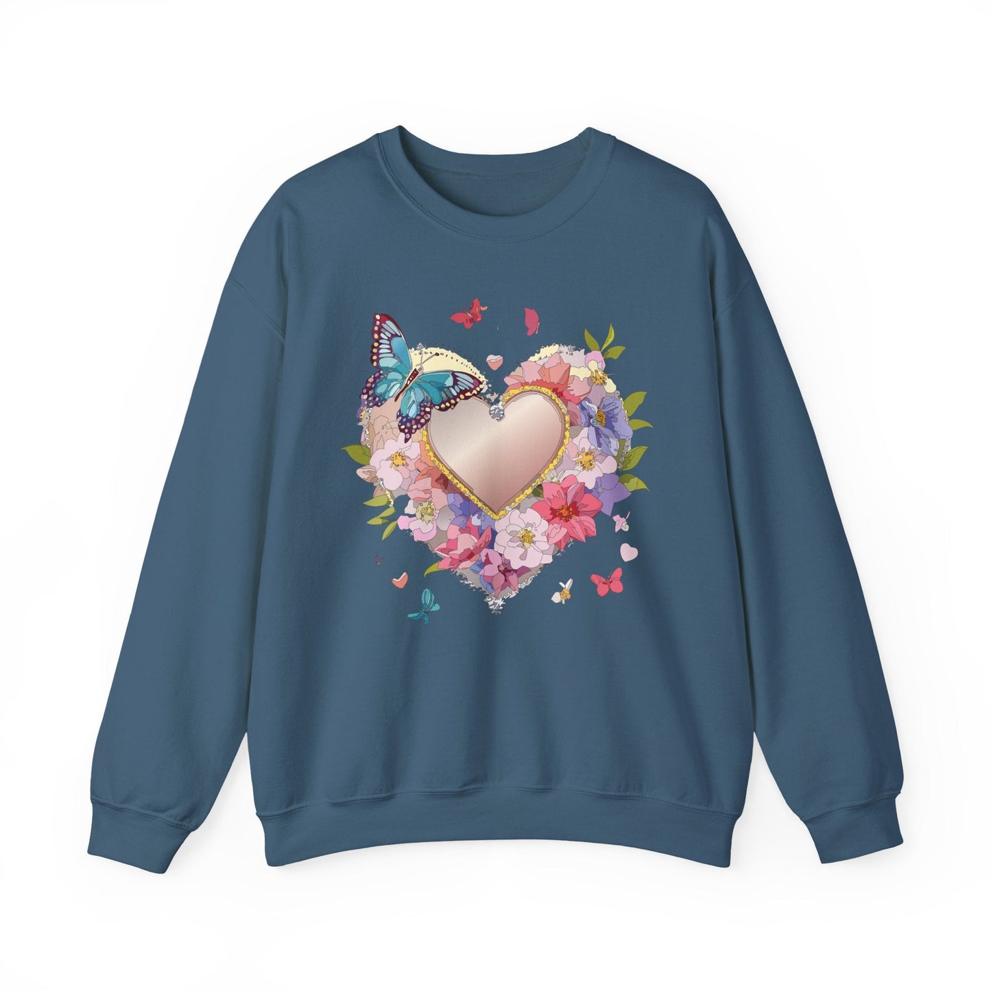 Unisex Floral Heart Sweatshirt Floral Love Sweatshirt Valentines Day Sweatshirt Heart Floral Design