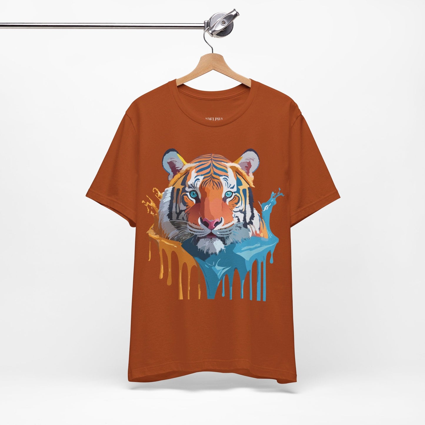 Tiger Graphic Tee Unisex Short Sleeve Shirt Featuring Vintage Inspired Artwork By Adelpha