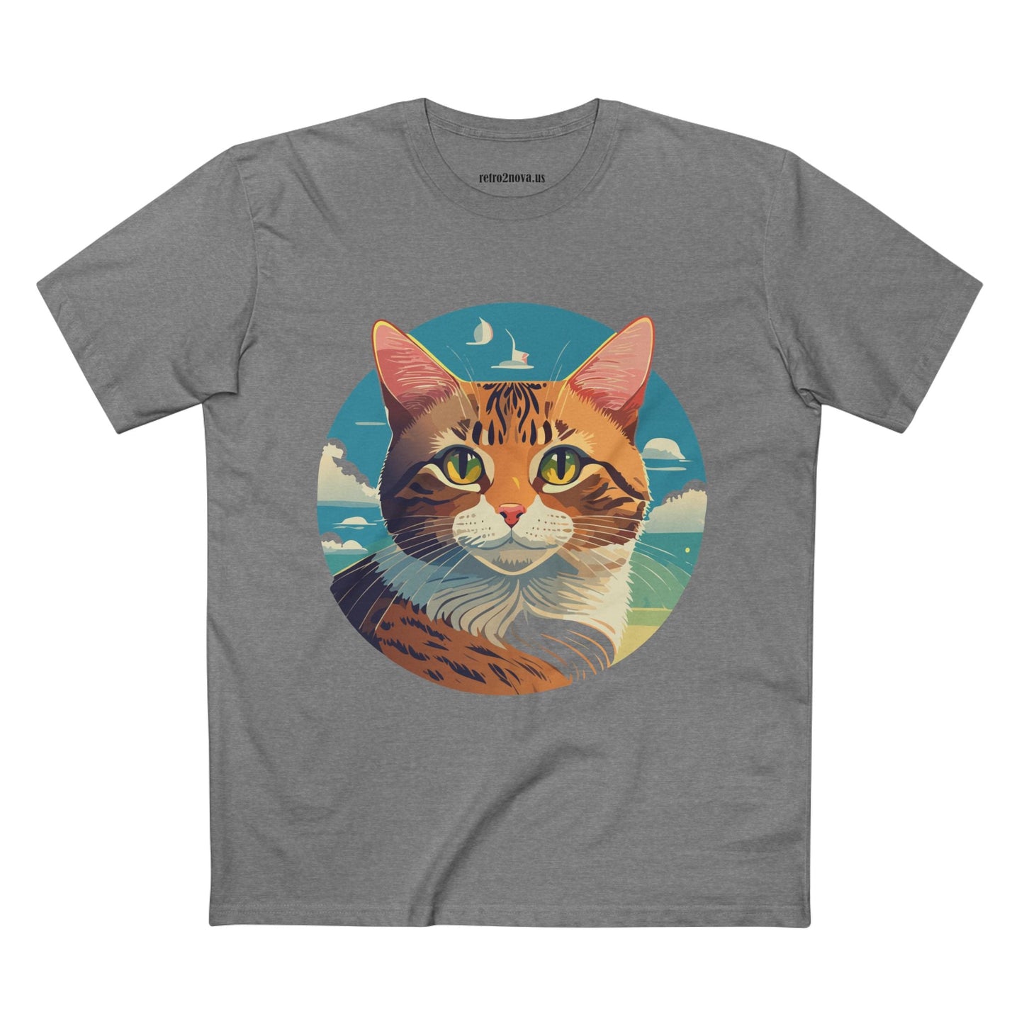 Unisex Premium Cotton Staple Tee With Original Cat Art Design Featuring Retro2Nova Logo And Everyday Comfort