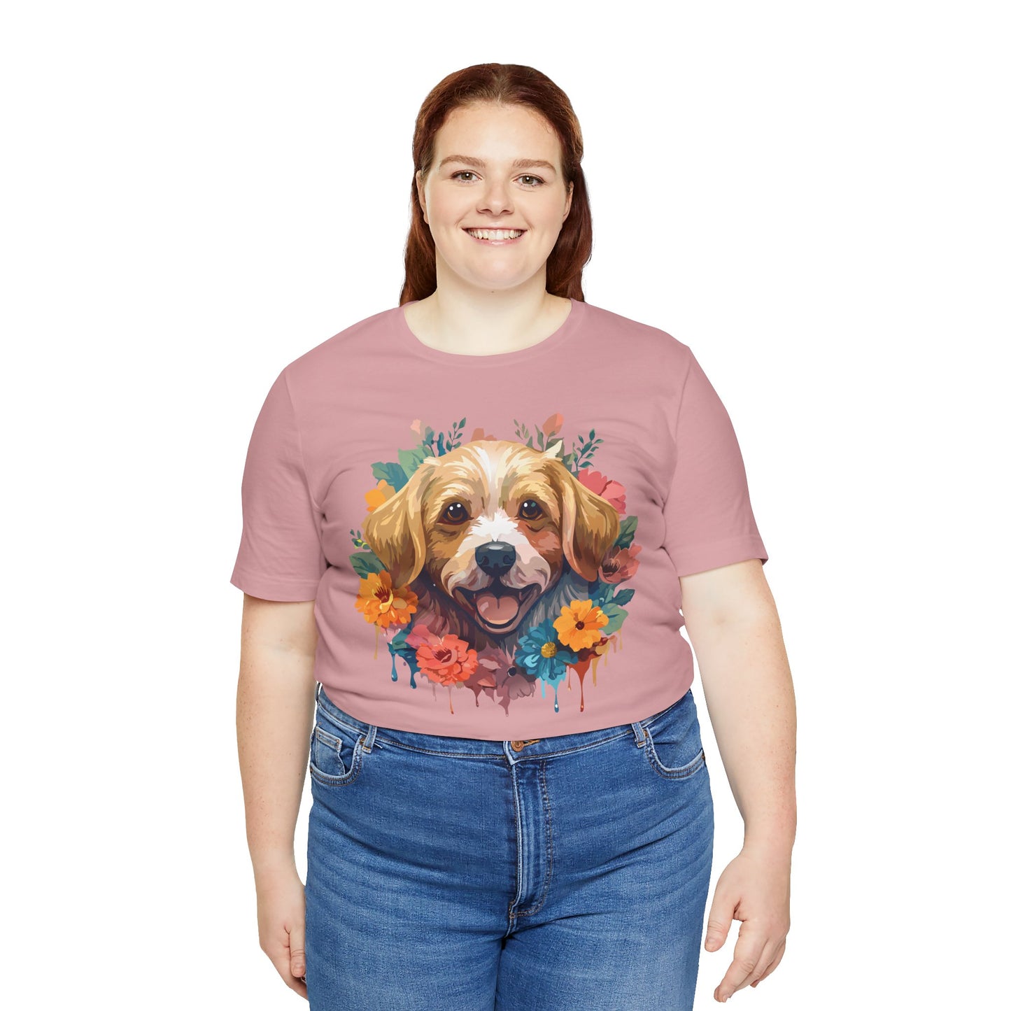 Floral Dog Tee, Animal Shirt, Dog Shirt, Floral Tee, Flower T-shirt, T-Shirt with Animal, Summer Top with Art Design
