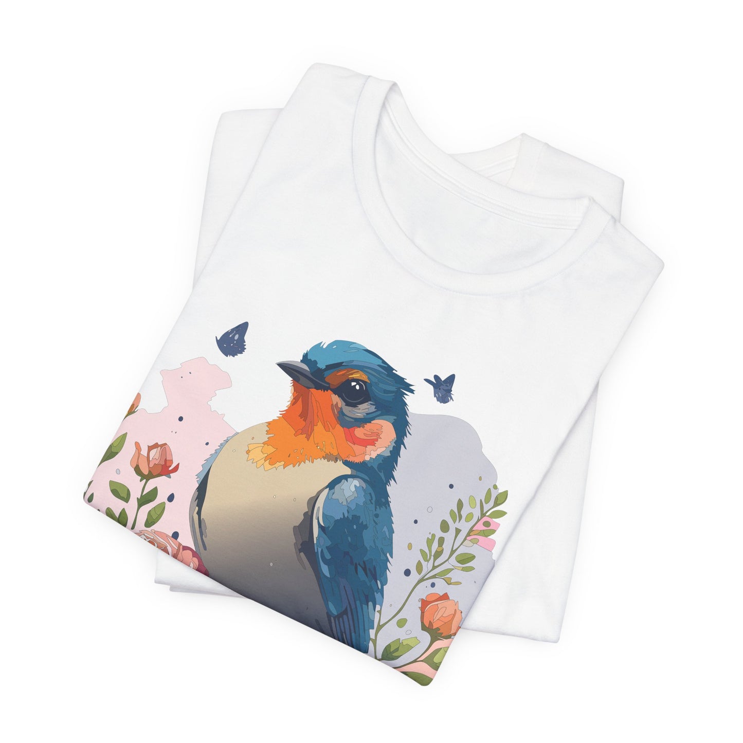 Floral Bird Tee, Animal Shirt, Bird Shirt, Floral Tee, Flower T-shirt, T-Shirt with Animal