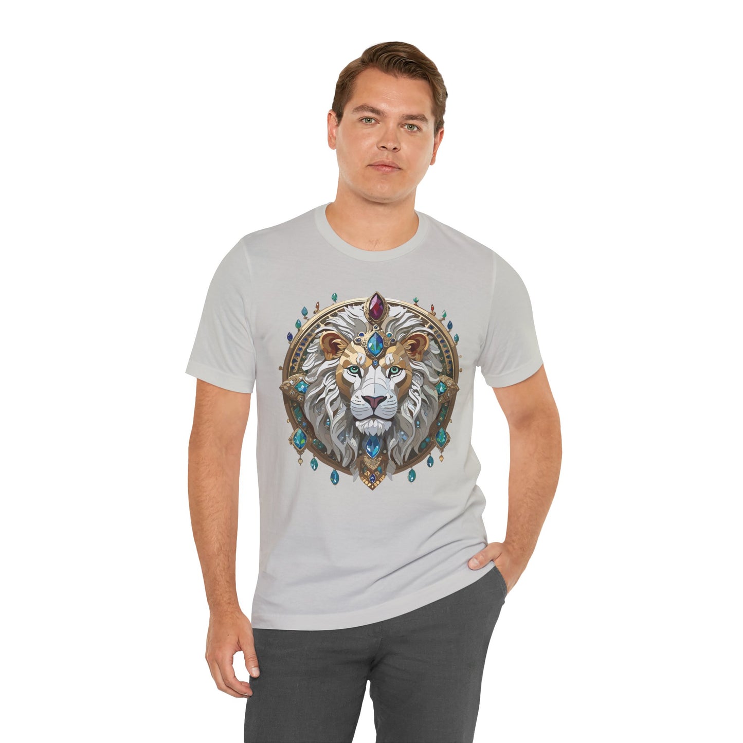 Unisex Lion Graphic Tee, Animal Shirt, Tee Shirt with Lion, Medallion T-Shirt, Animal Medallion Tees