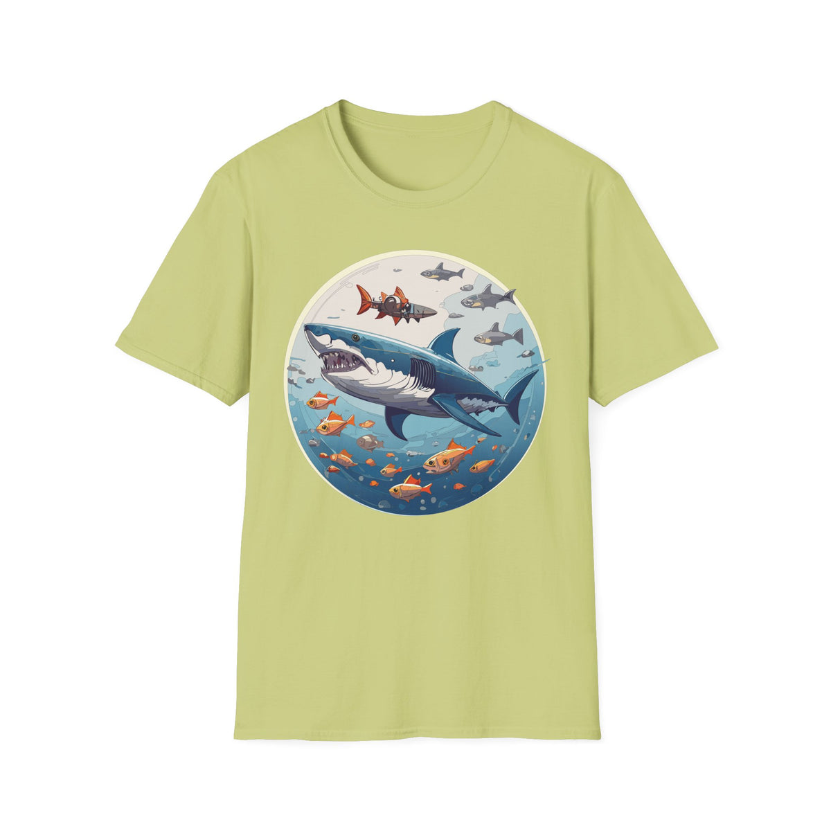 Great White Shark Circle Illustration T-Shirt | Ocean Sealife Sharks