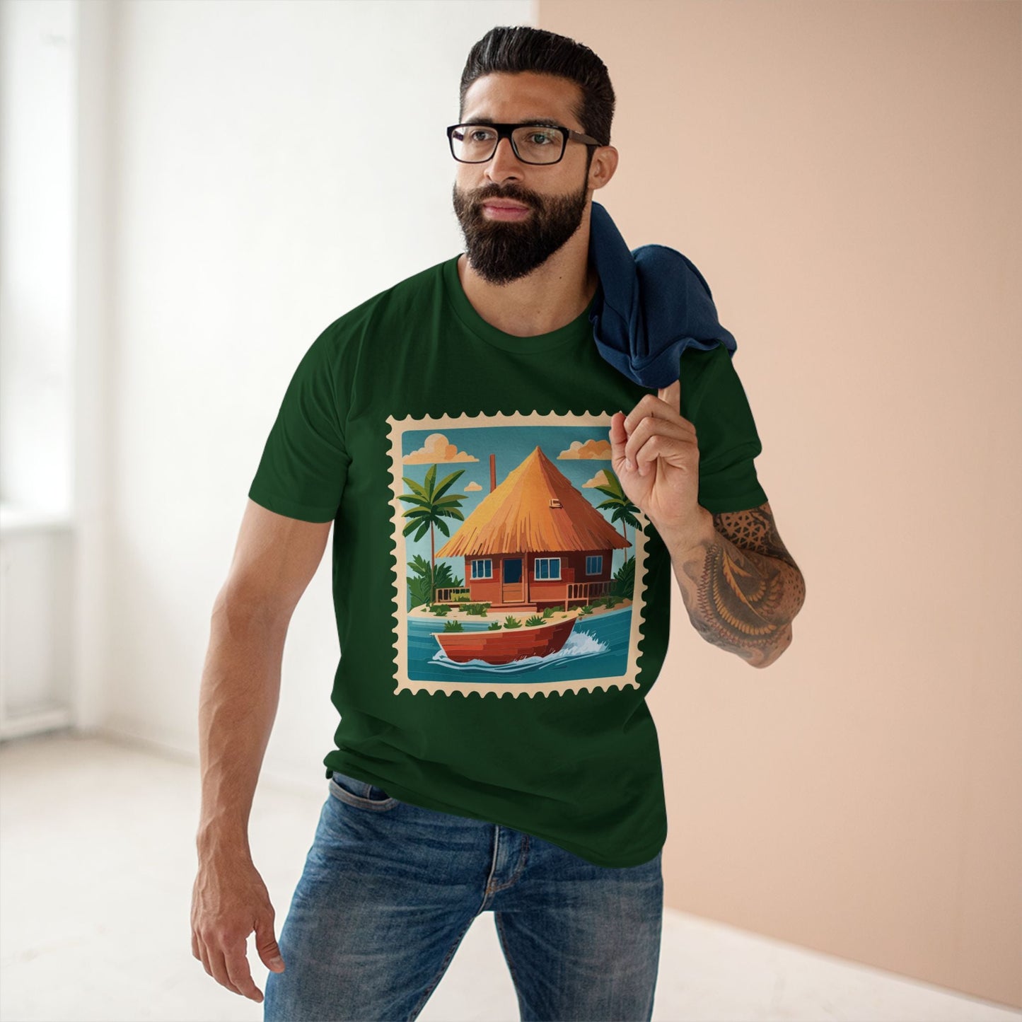 Stamp Shirt Postage Stamp Art Tee Unisex Original Art Design Premium Cotton By Retro2Nova