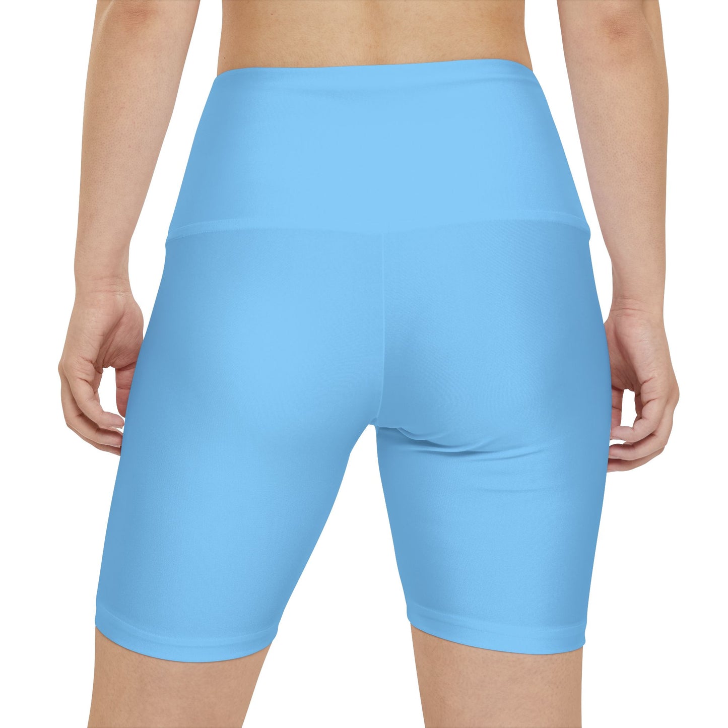 Sky Blue Women's Workout Shorts — Solid High-Waist Biker Shorts for Exercise & Everyday Wear