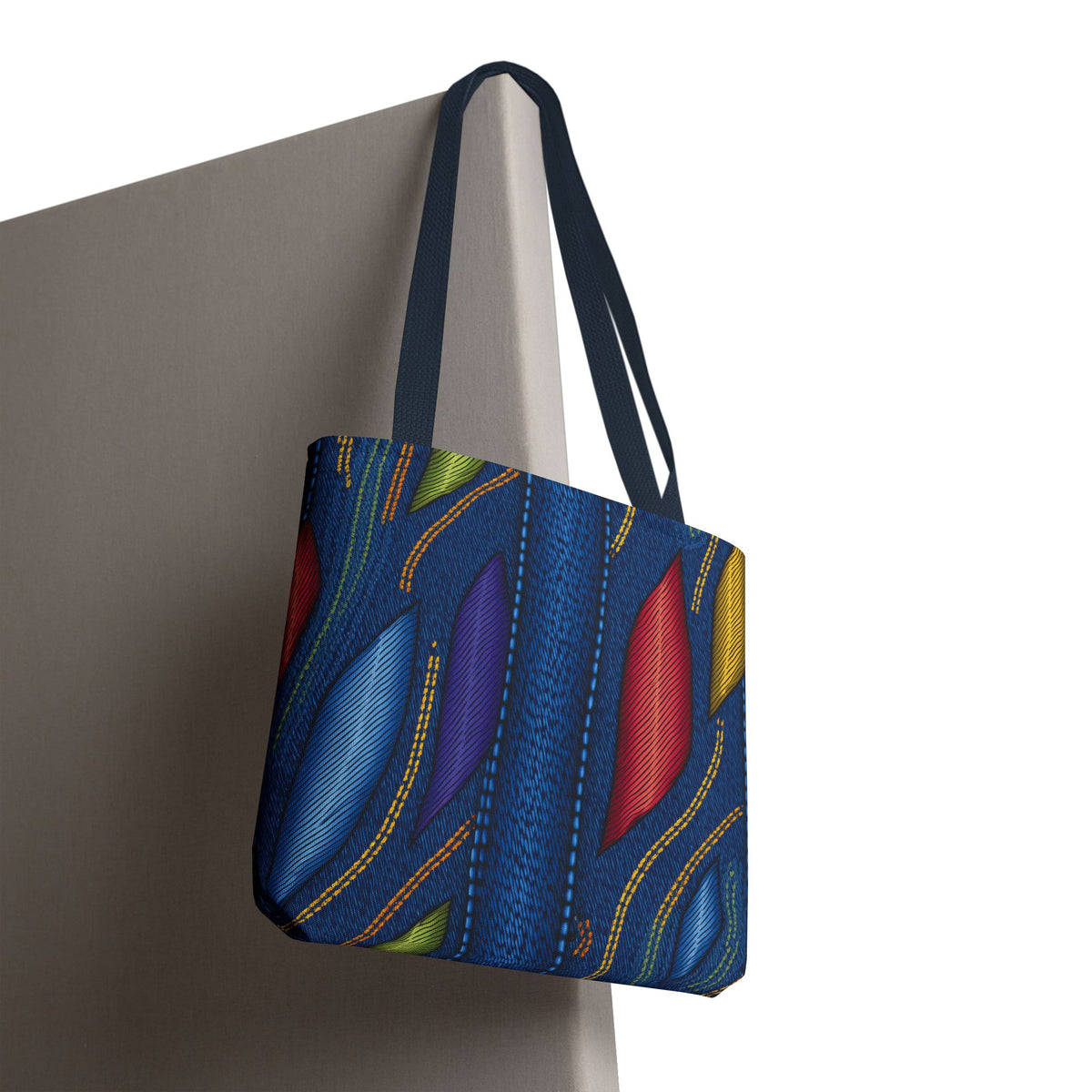 Denim Fabric Imitation Print Unisex Canvas Bag Poly Spun 3 Sizes Tote Bag 137