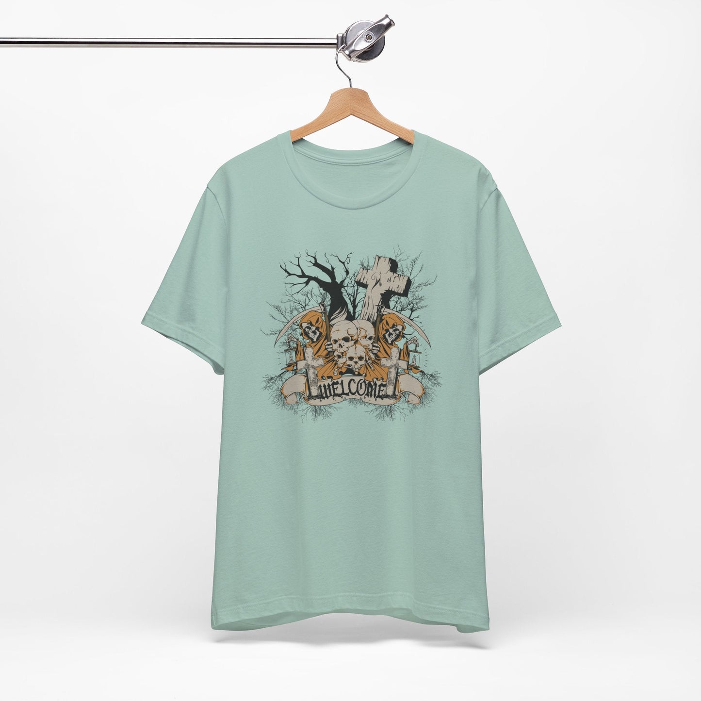 Skull Halloween Graphic Design Unisex Cotton T-Shirt Art-50
