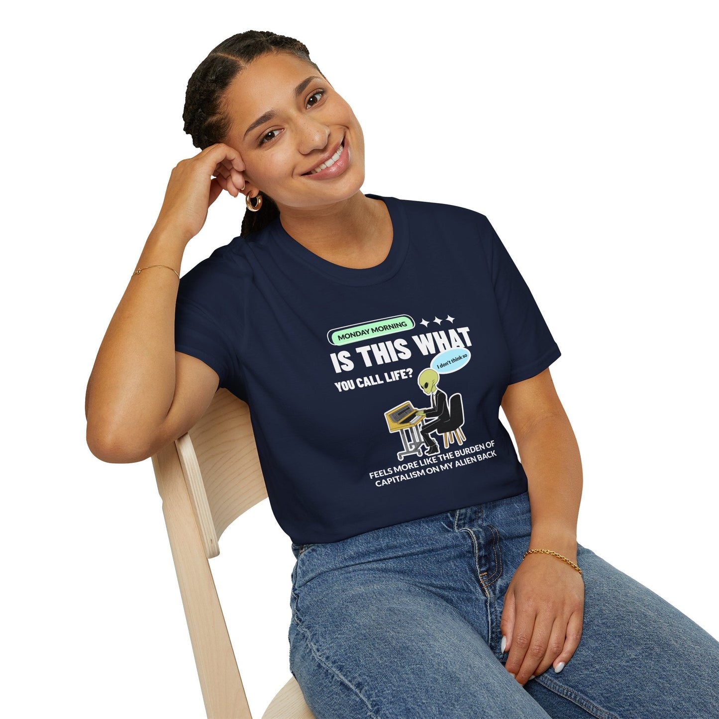 Alien Office Worker T-Shirt Unisex Cotton