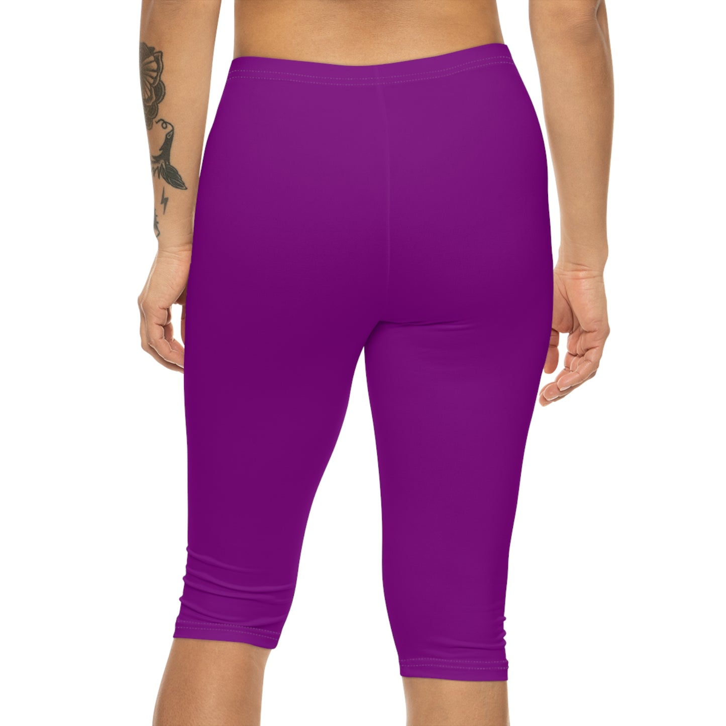 Dark Magenta Color Women's Brushed Suede Poly Span Casual Capri Leggings XS-2XL