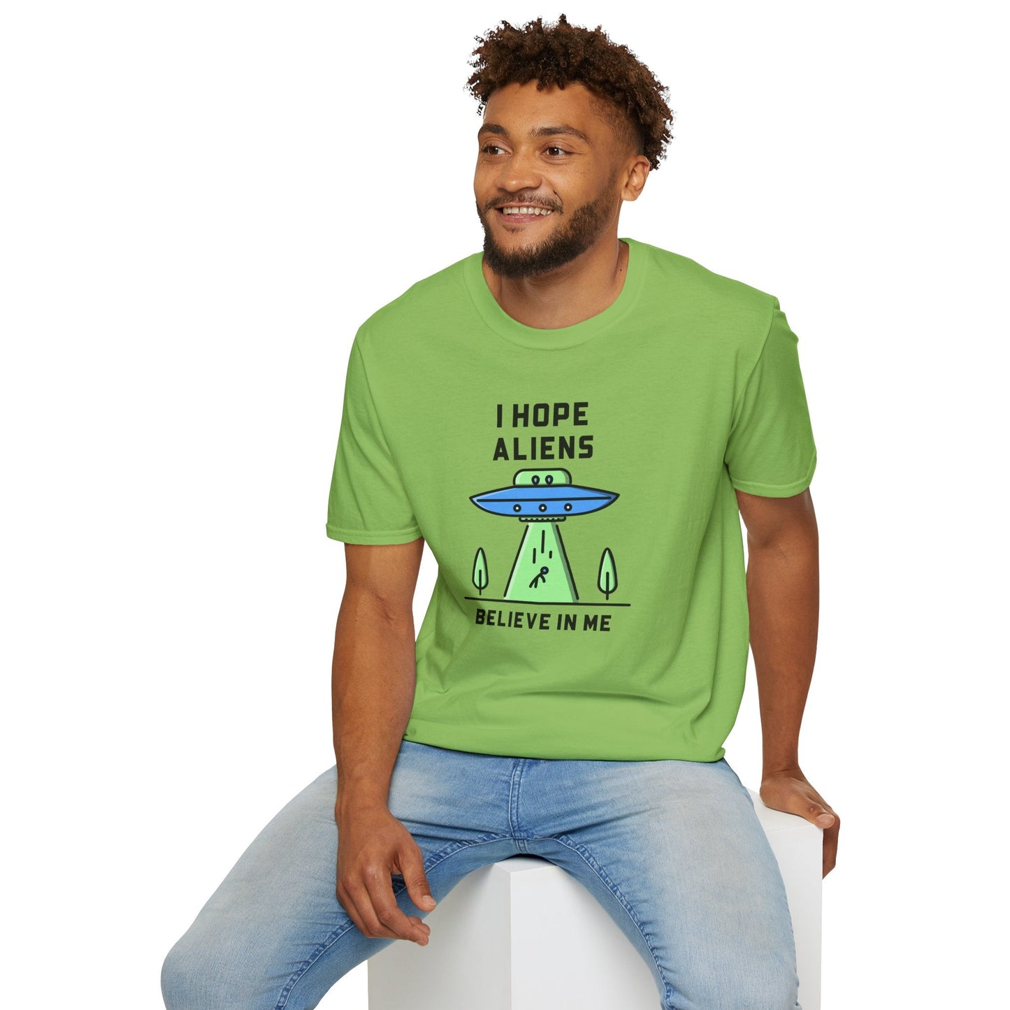 Alien UFO TShirt  I Hope Aliens Believe In Me Cute SciFi Graphic Tee