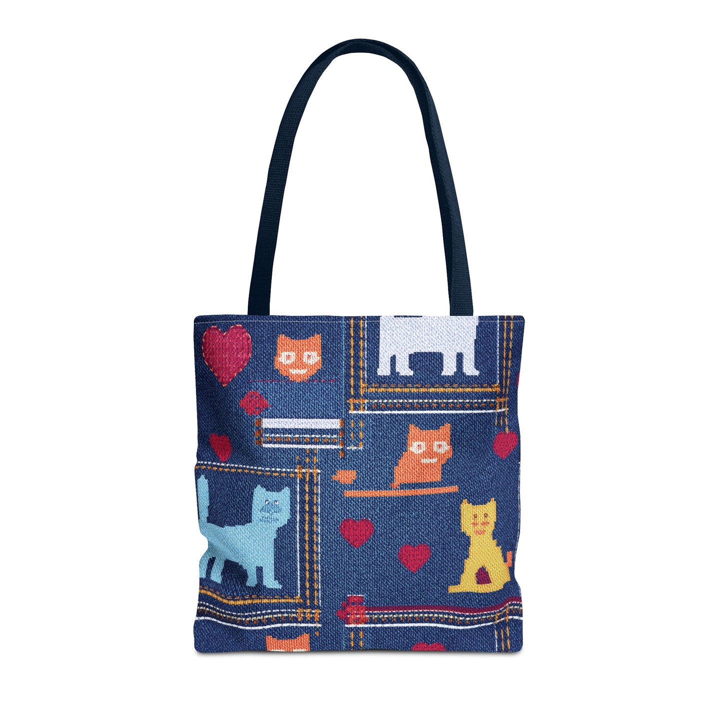 Love Day Graphic Design Denim Fabric Imitation Print Unisex Canvas Bag POLY 3 Sizes Tote Bag 201-10