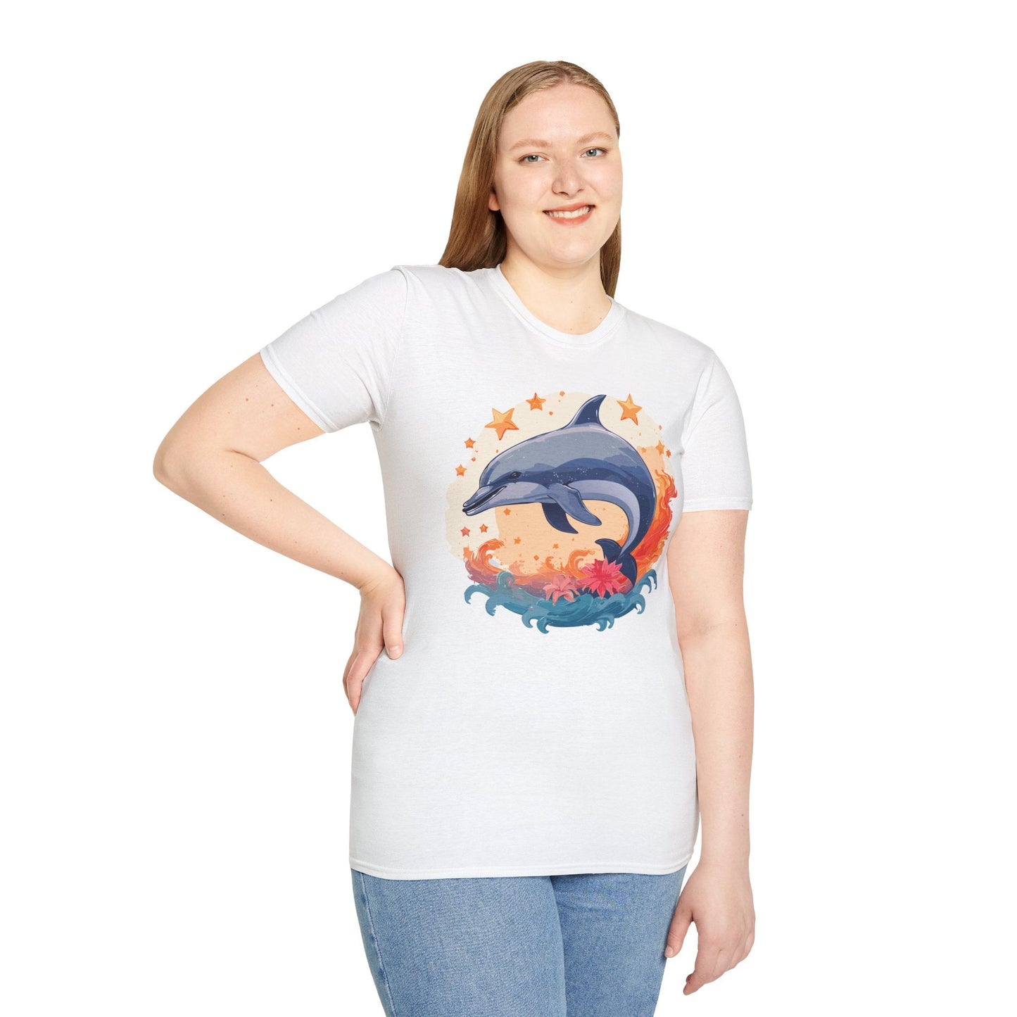 Dolphin Shirt Unisex Tee Gildan Softstyle 64000 100 Percent Ring Spun Cotton Comfort Wear
