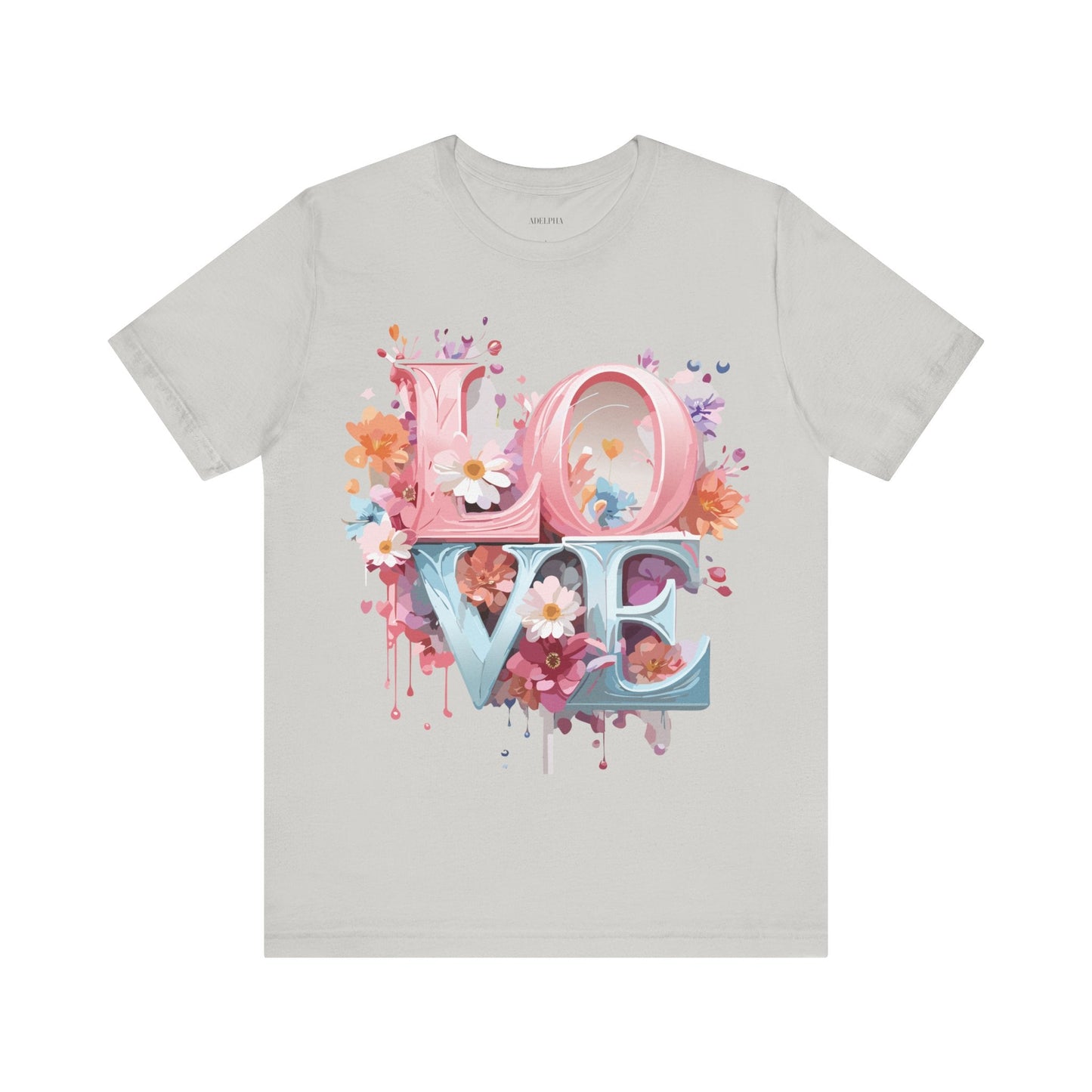Valentine Day Graphic Unisex 100 Cotton Vintage Artwork with Love and Flower Design Tee 45