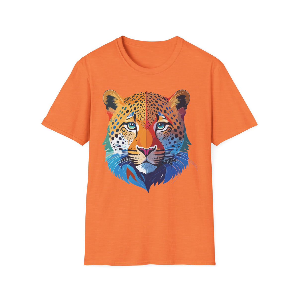 Colorful Leopard Face T-Shirt | Rainbow Big Cat Illustration