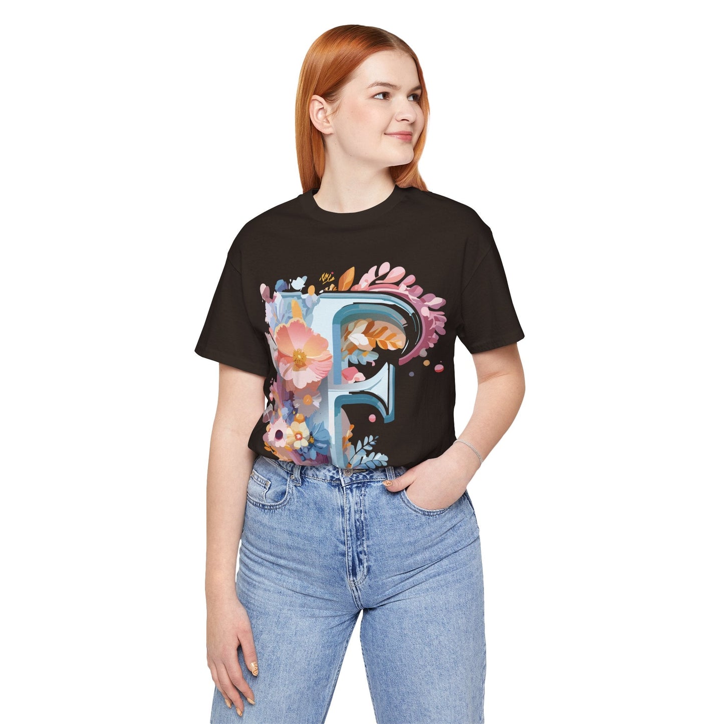 Letter F Graphic Tee Unisex Short Sleeve Vintage Inspired Adelpha Artwork Collection