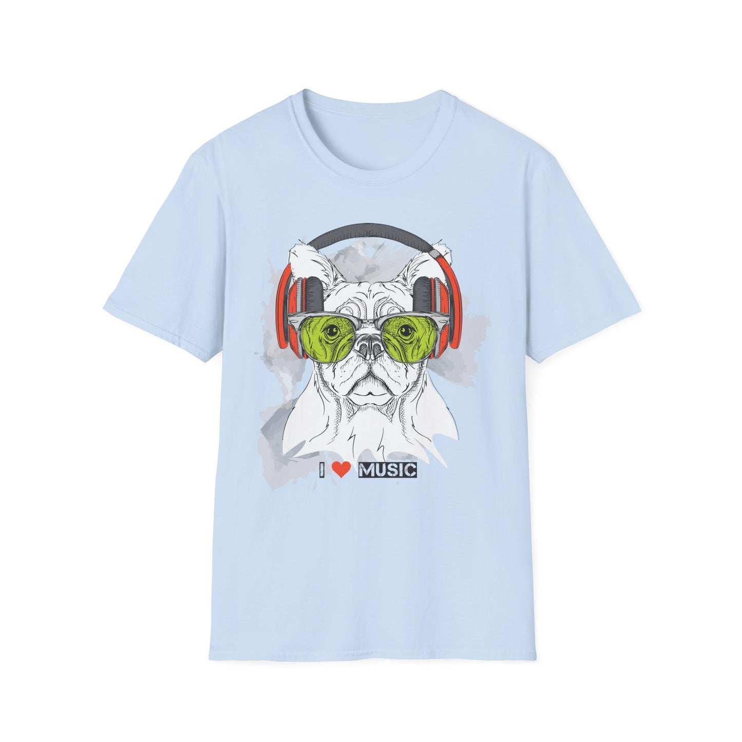 Music Lover French Bulldog T-Shirt Unisex Cotton Short Sleeves I Music Graphic Tee