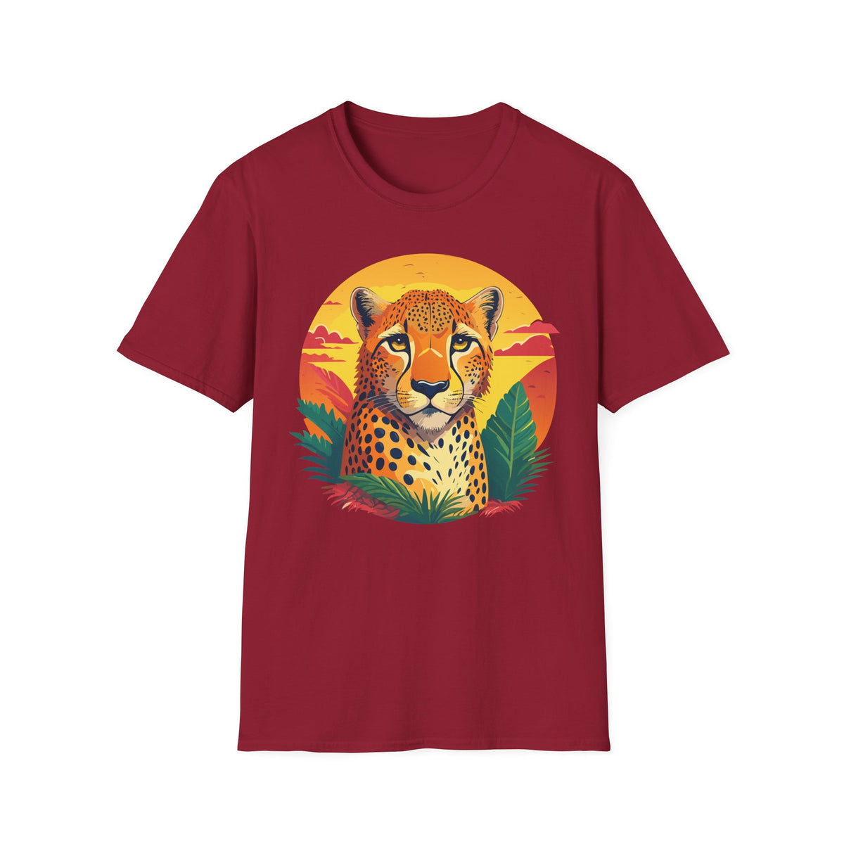 Cheetah Sunset Illustration T-Shirt | Retro Wildlife Tee