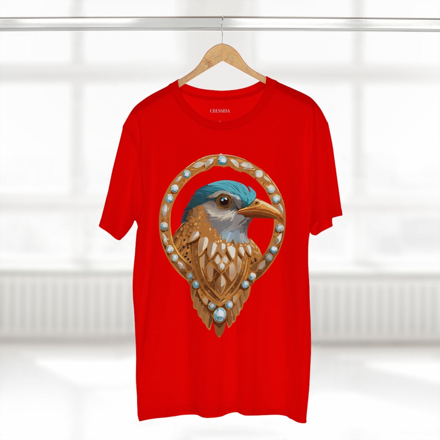 Bird Graphic Unisex 100 Cotton Tee With Unique Animal Golden Medallion Art Design 24