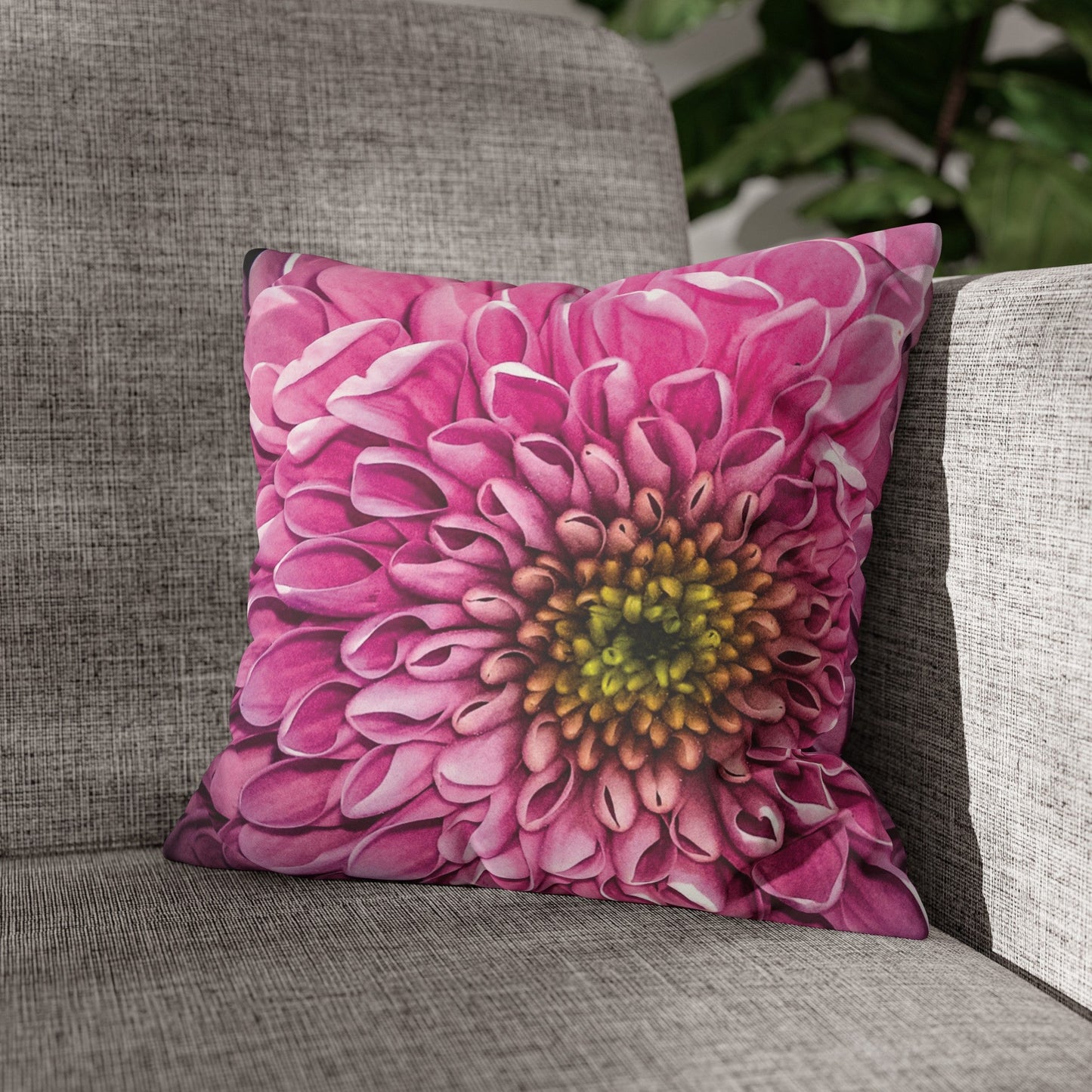 Floral Faux Suede Square Pillowcase