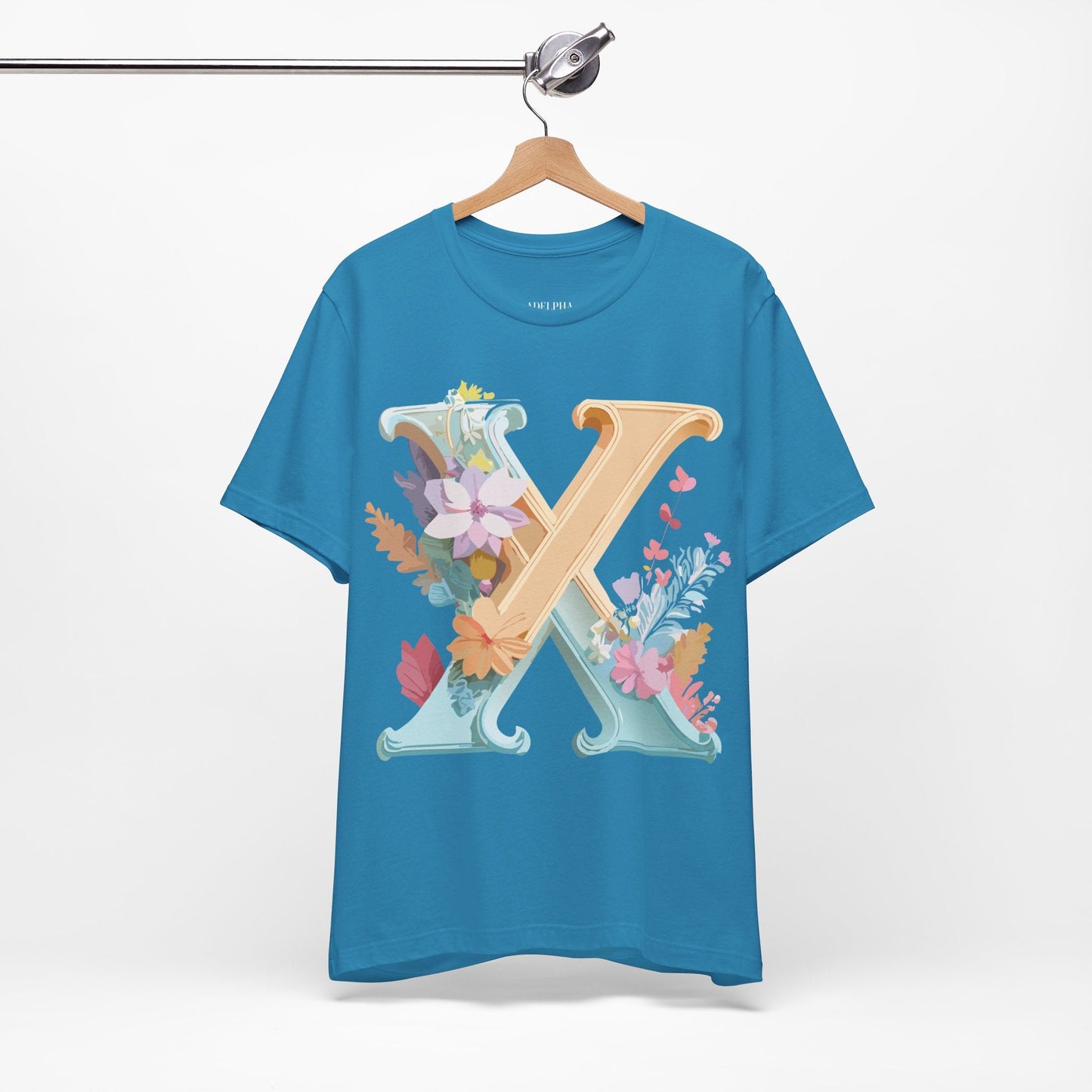 Letter X Shirt Graphic Tee Unisex Vintage Inspired Artwork By Adelpha Premium Comfort