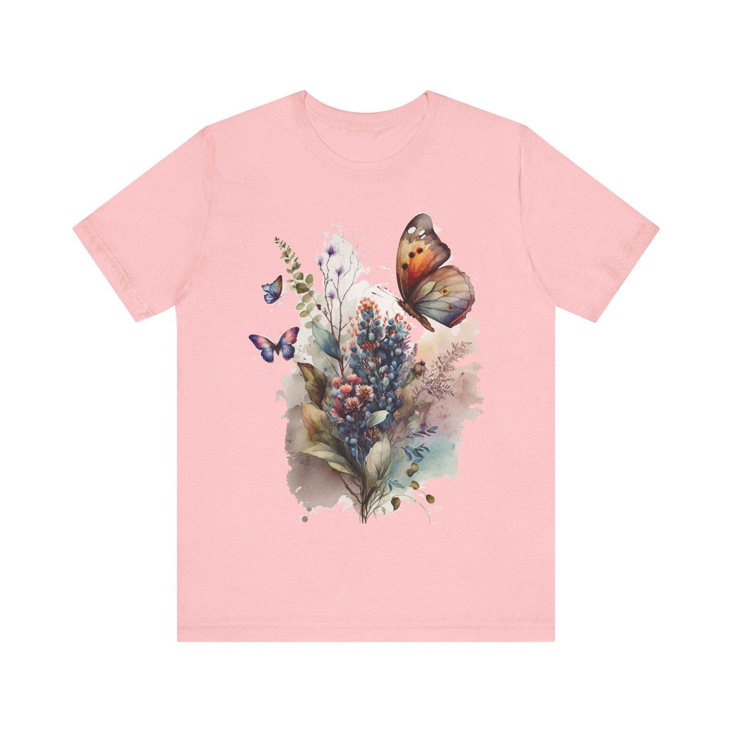 Cotton Tee Shirt with Butterfly Prints