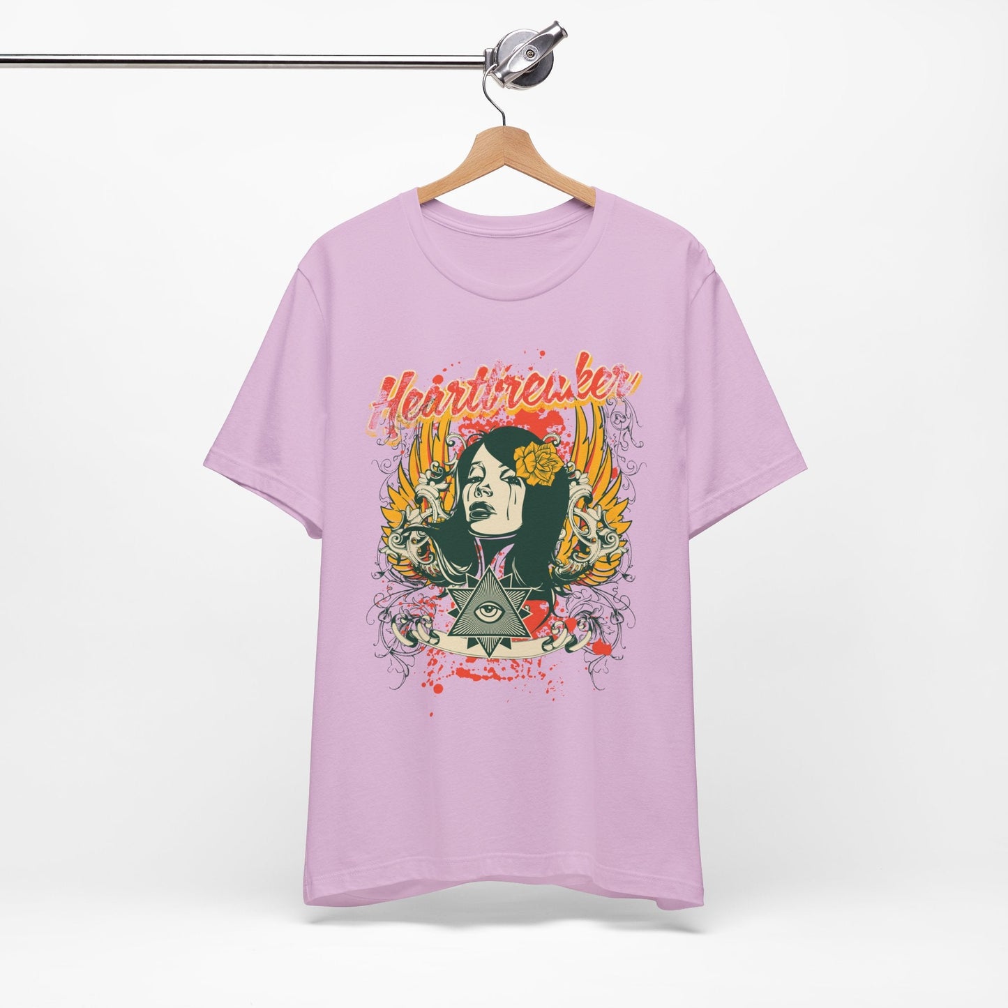Heartbreaker Illustration Tee Retro Femme Portrait Floral Skull Graphic T-Shirt