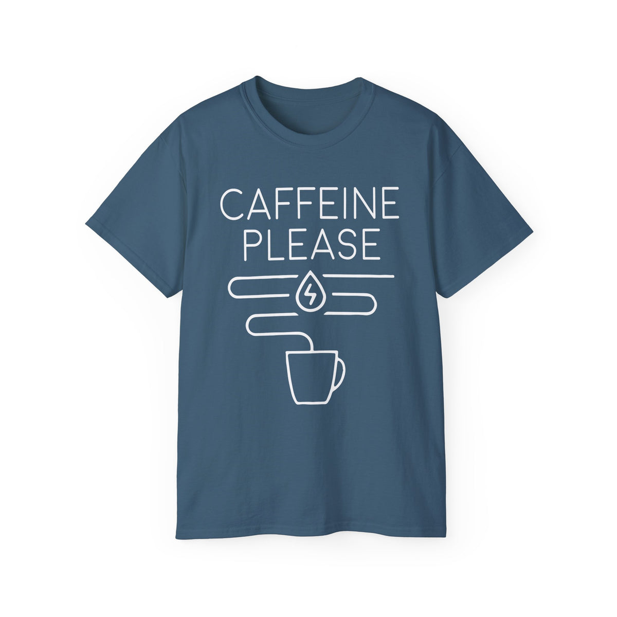 Caffeine Please tee | Coffee Graphic Tee, Minimal Coffee Mug Design