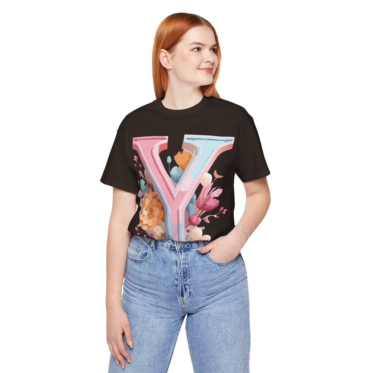 Letter Y Graphic Tee Unisex Short Sleeve Vintage Inspired Artwork Adelpha Premium