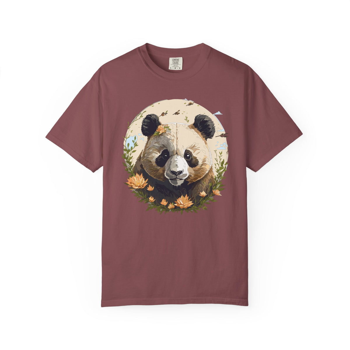 Panda Portrait T-Shirt Unisex Cotton Floral Meadow Circle Animal Art Tee p9