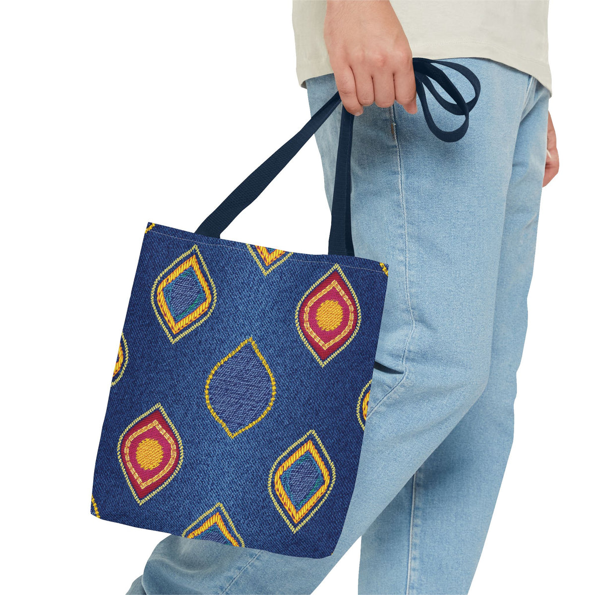 Diwali Graphic Denim Fabric Imitation Print Unisex Canvas Bag Poly Spun 3 Sizes Tote Bag 205-19