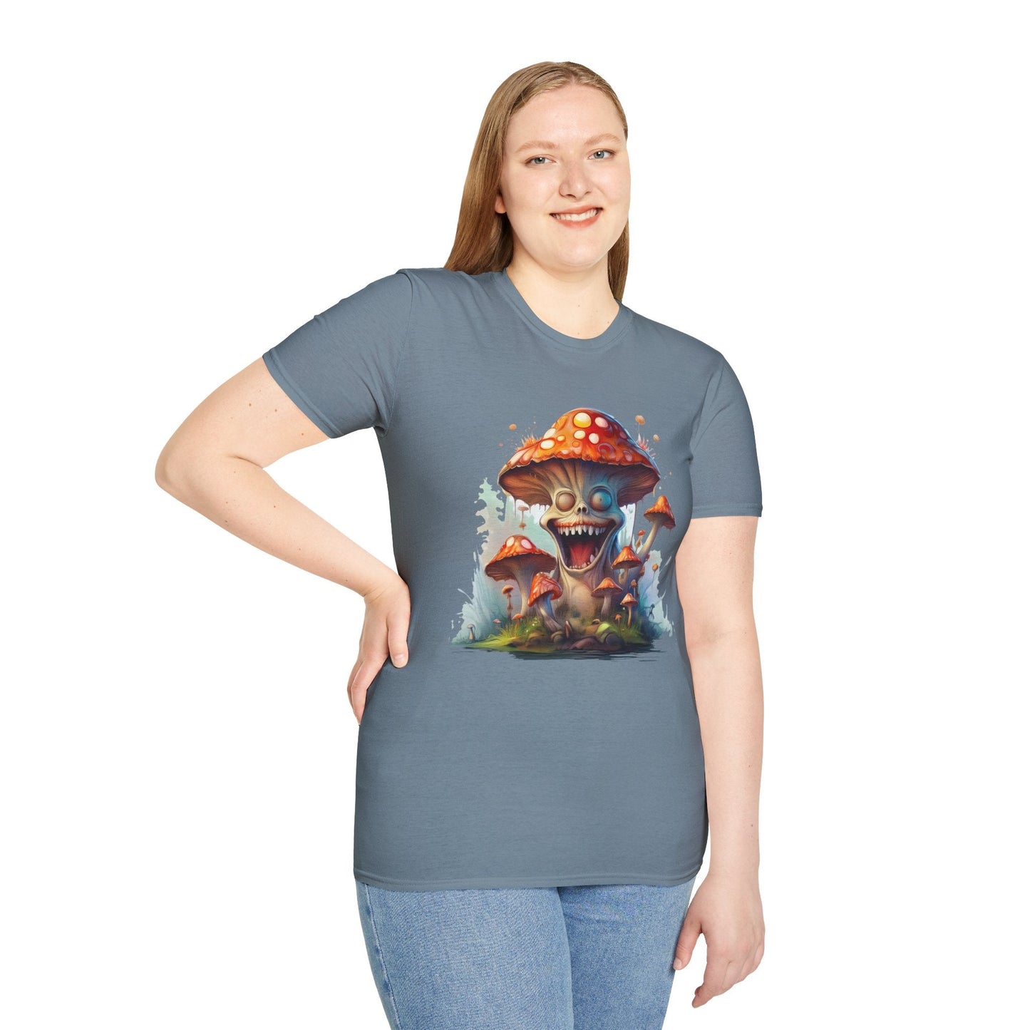 Funny Mashroom Graphic Unisex Softstyle Cotton With Cartoon Illustration Design 7