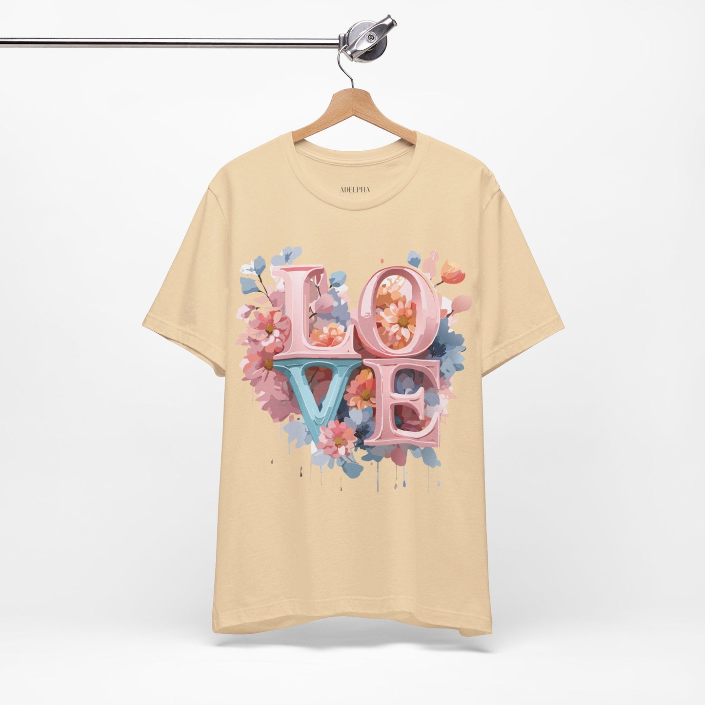 Valentine Day Graphic Unisex 100 Cotton Vintage Artwork with Love and Flower Design Tee 57