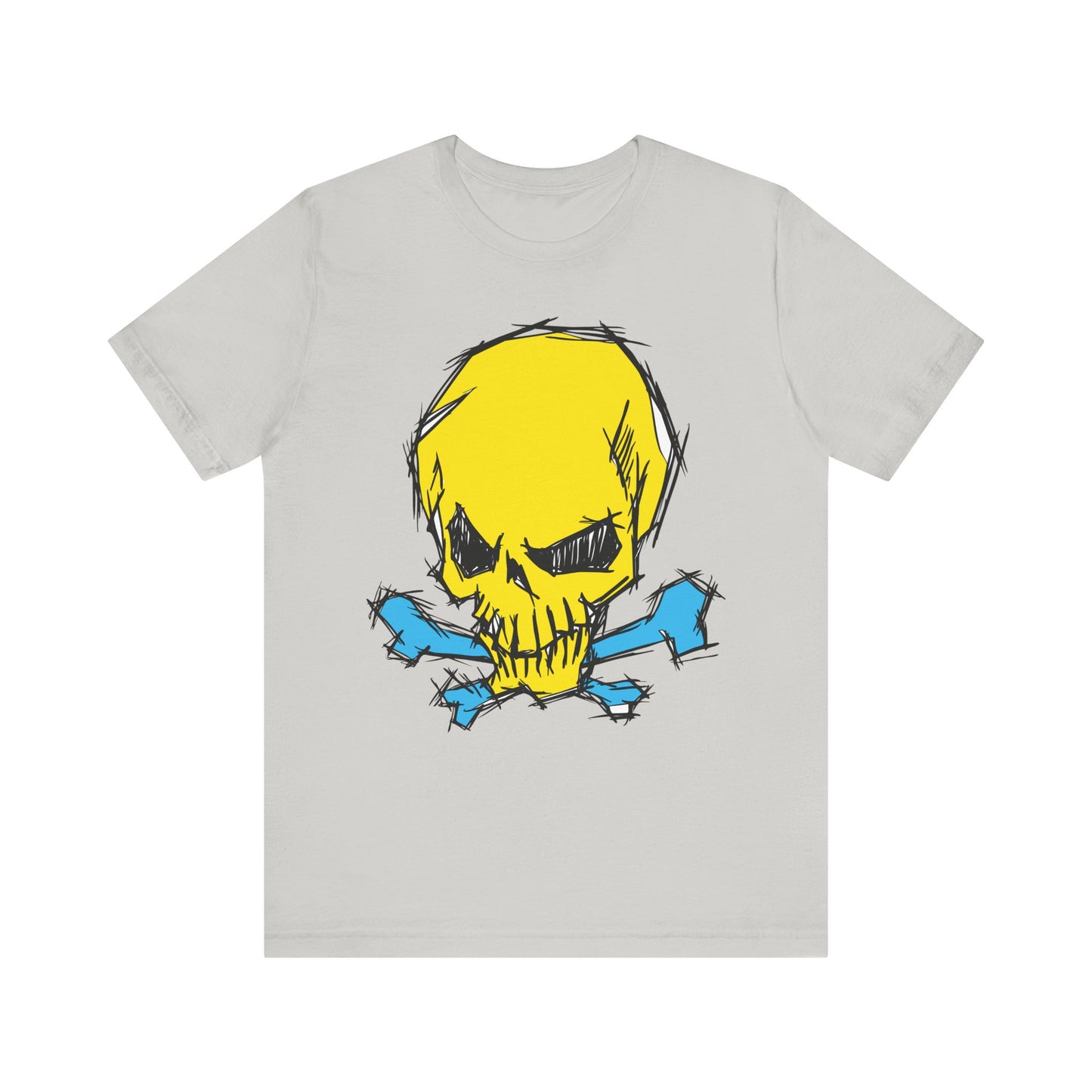 2-Yellow Skull Graphic Design Tee, Skull Shirt, Vintage Tees, Art Design T-Shirt, Vintage Graphic Tee, Art Shirts with Skulls