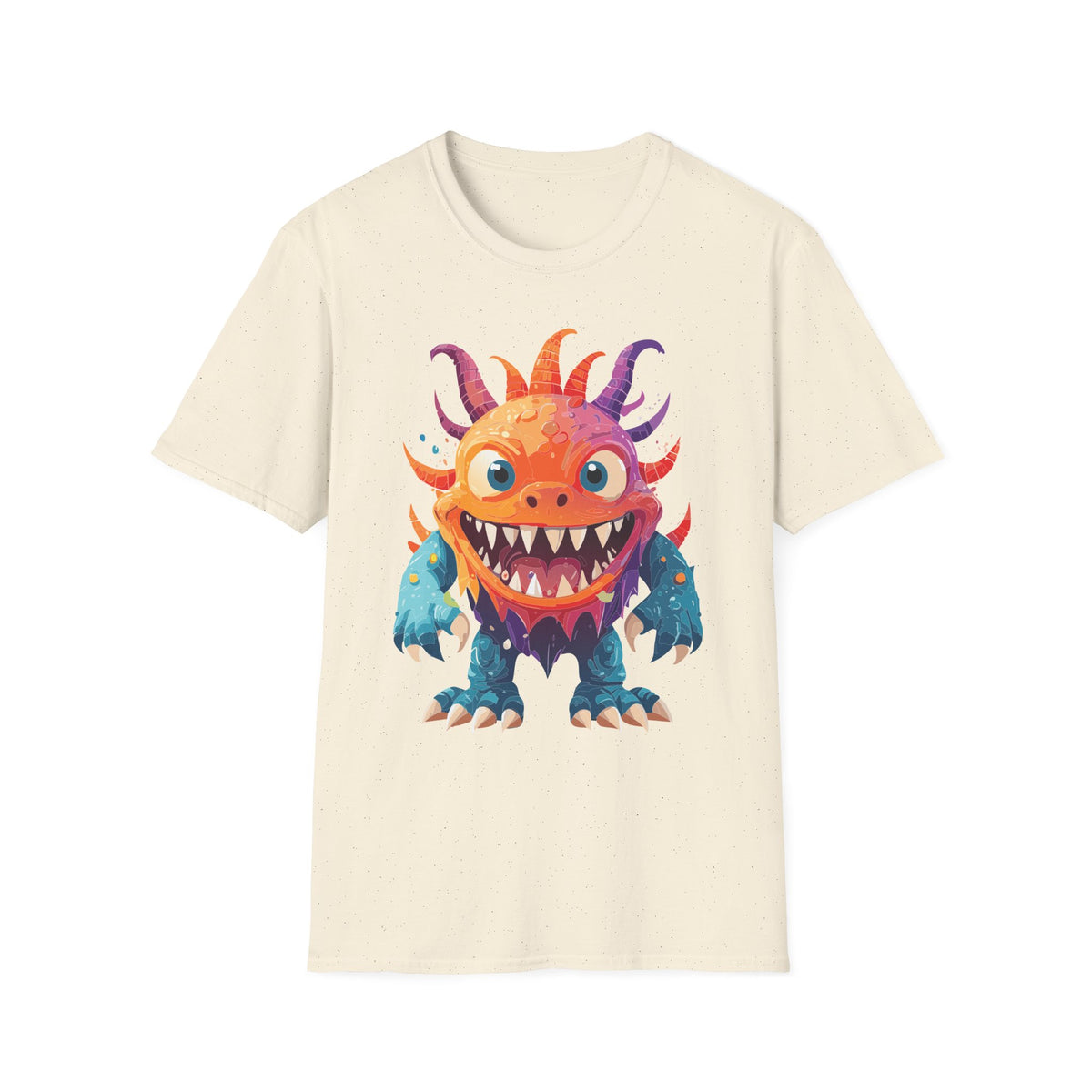 Colorful Cartoon Monster T-Shirt | Cute Spiky Halloween Creature Graphic Design Unisex 100 Cotton Gildan T-Shirt