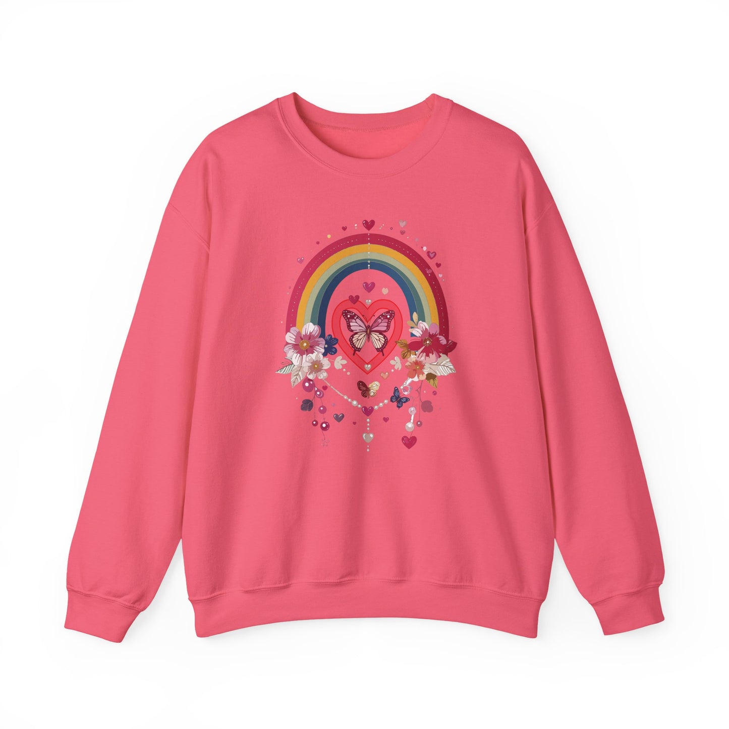 Rainbow Heart Sweatshirt, Floral Heart Sweatshirt, Floral Love Sweatshirt, Valentine's Day Sweatshirt, Rainbow Heart Floral Sweatshirt 113