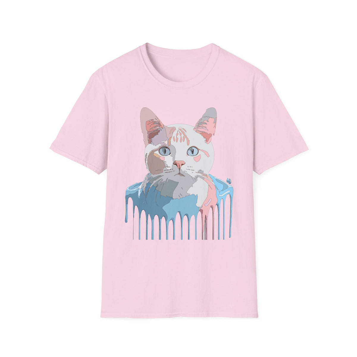 Pastel Cat Portrait T-Shirt | Watercolor Kitty Face Tee