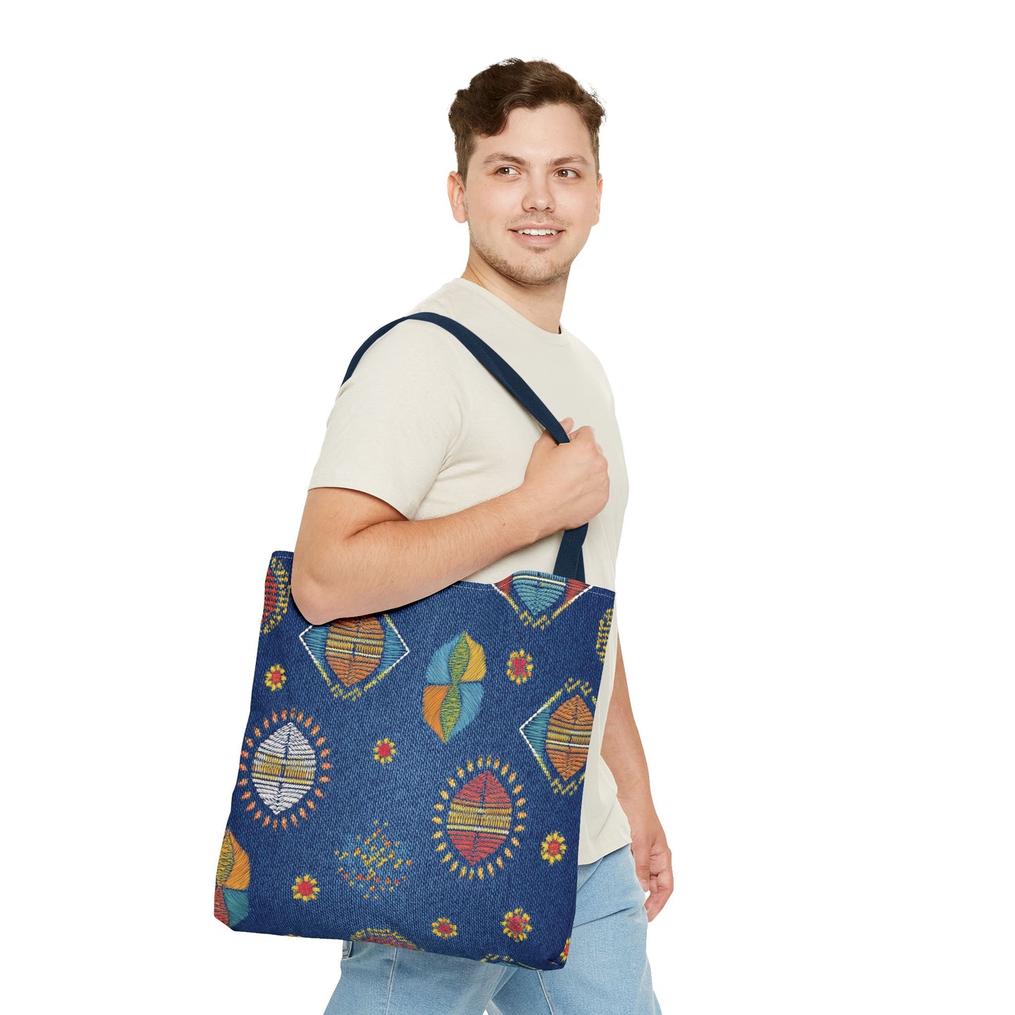Diwali Graphic Denim Fabric Imitation Print Unisex Canvas Bag Poly Spun 3 Sizes Tote Bag 205-5