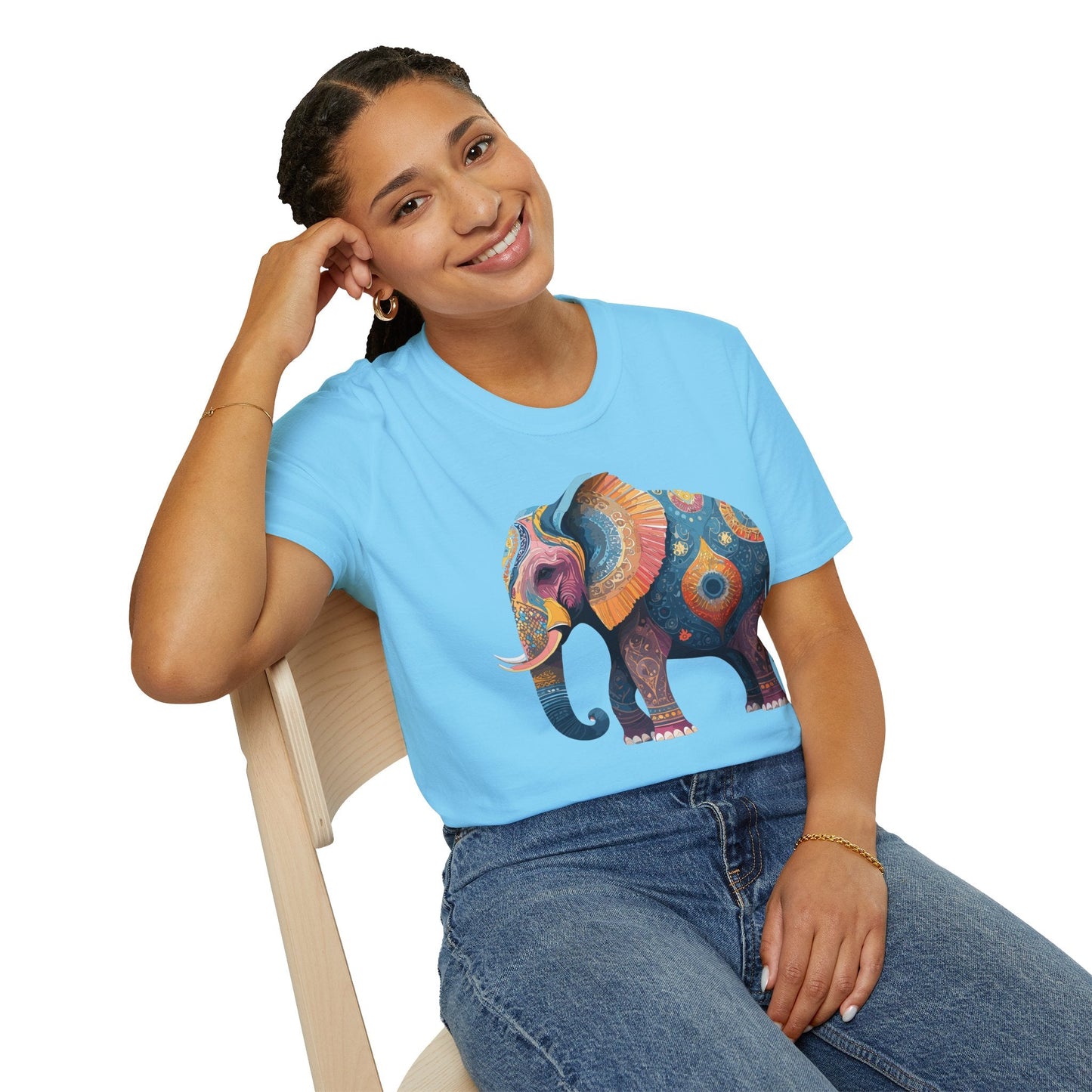 Elephant T Shirt Unisex Gildan Softstyle 64000 Tee With Animal Elephant Graphic Artwork