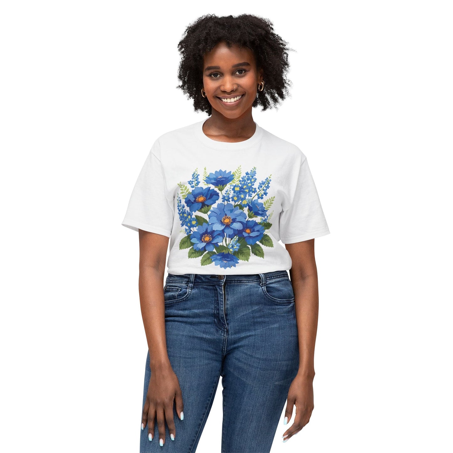 Unisex Floral Art T Shirt Cotton Tee With Vintage Flowers Art Print Breathable USA Made